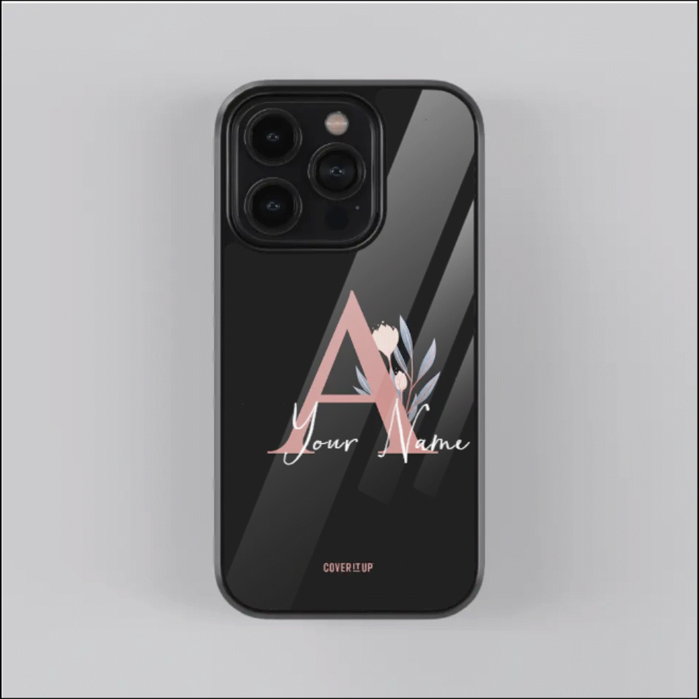 Cover It Up Aesthetic Floral Initial Name Glass Case