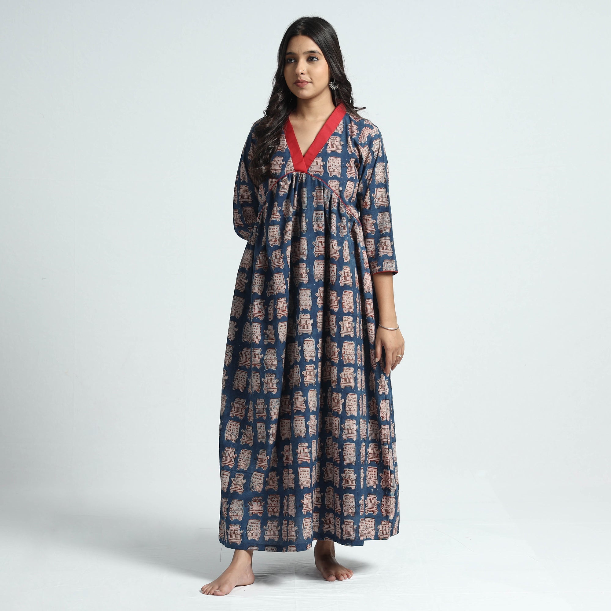 ITOKRI CASUALS Blue - Bindaas Art Block Printed Cotton Dress - view 2