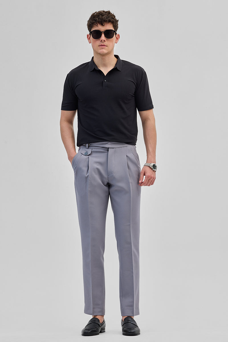 SNITCH Light Grey Slim Fit Gurkha Trousers - view 3