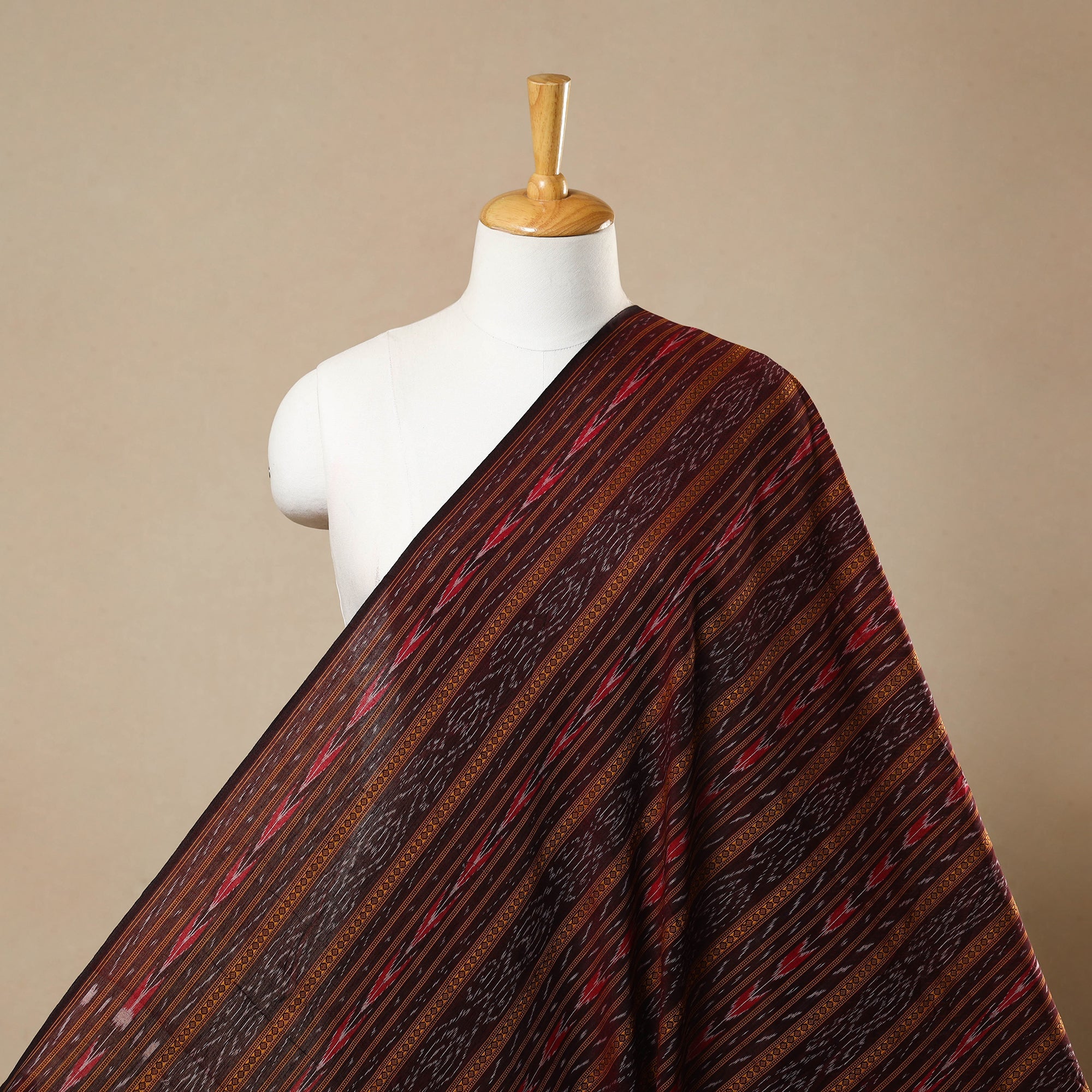 ASHOKA ASSEMBLE - CELEBRATING CRAFTS OF ODISHA Brown - Handloom Cotton Sambalpuri Ikat Fabric 05