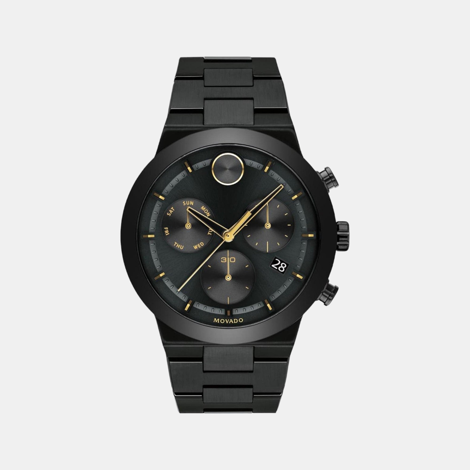 Movado Bold Men Quartz Black Dial Chronograph Stainless Steel Watch 3600730