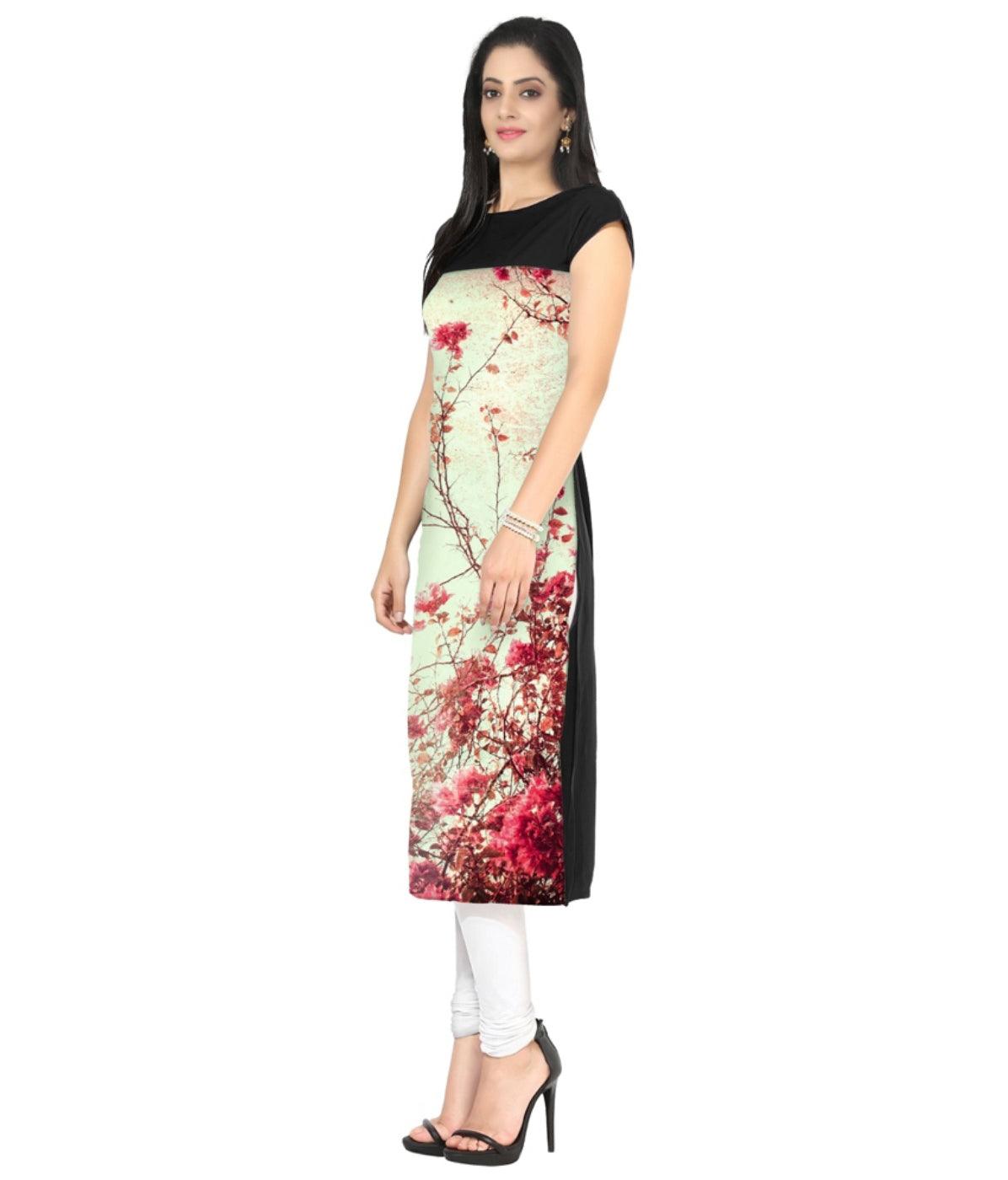 Peachmode Seller Cream Colored Casual Floral Print Kurti - view 4