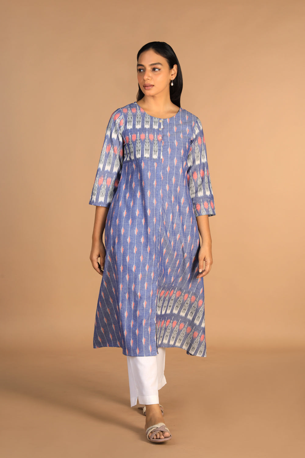 Kalanjali Ethnics Handwoven cotton pochampally Ikat kurti - view 3