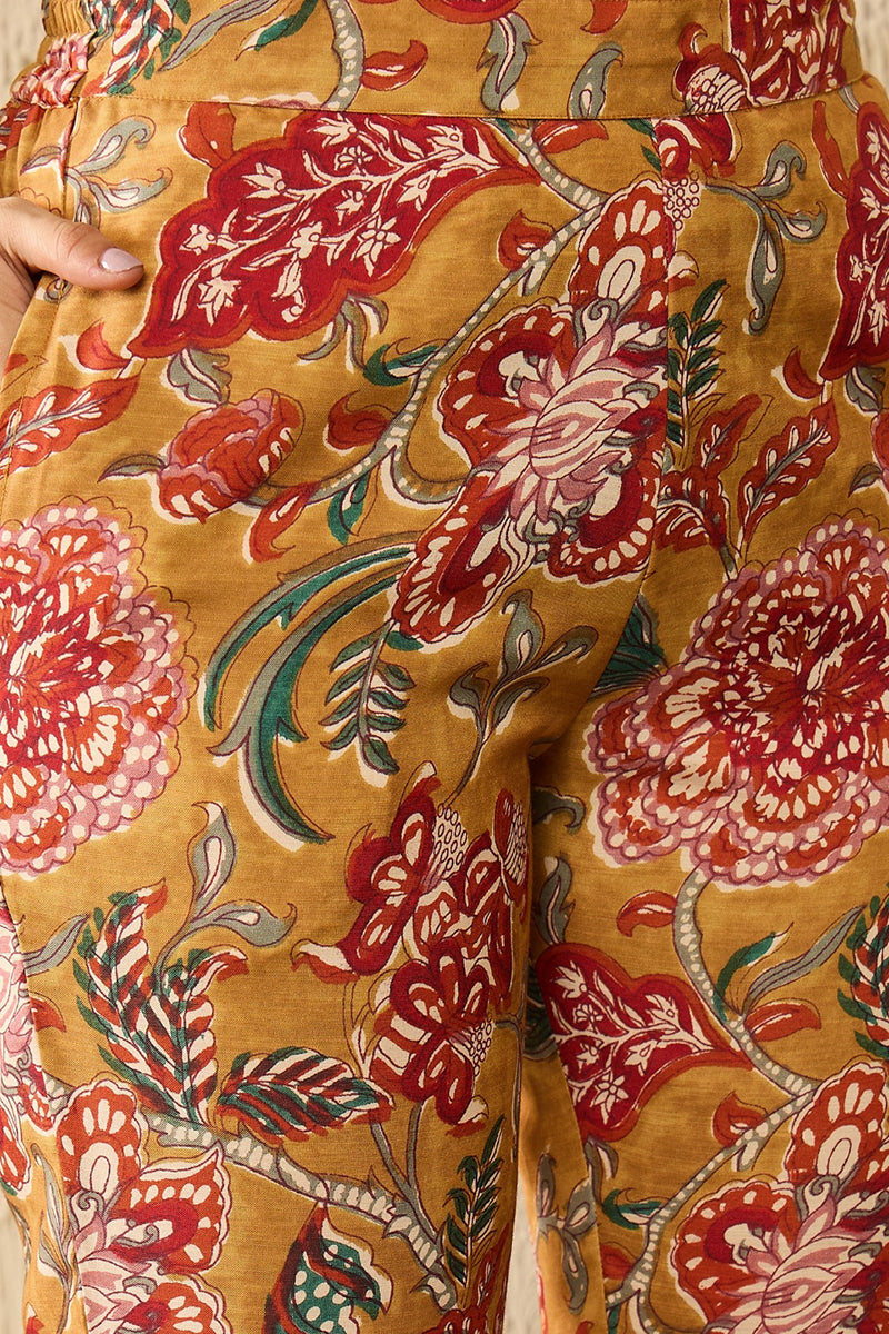 Ahika Mustard Yellow Rayon Blend Floral Printed Co-Ord Set VCORD1122 - view 5