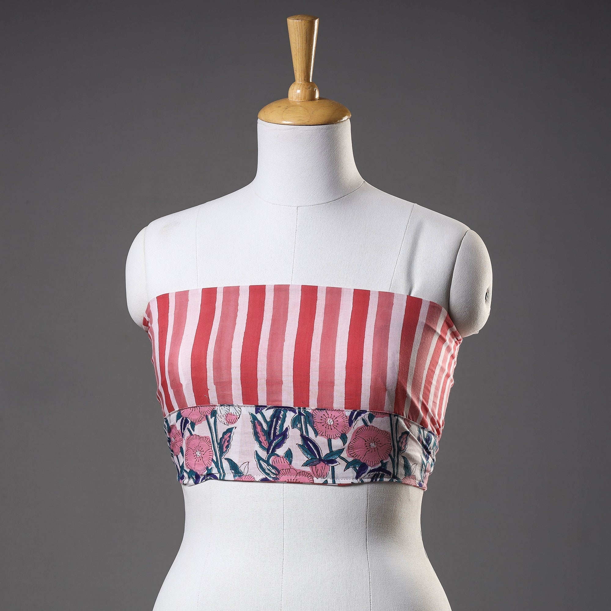 NOORI BAZAR Pink - Sanganeri Block Printed Cotton Blouse Piece
