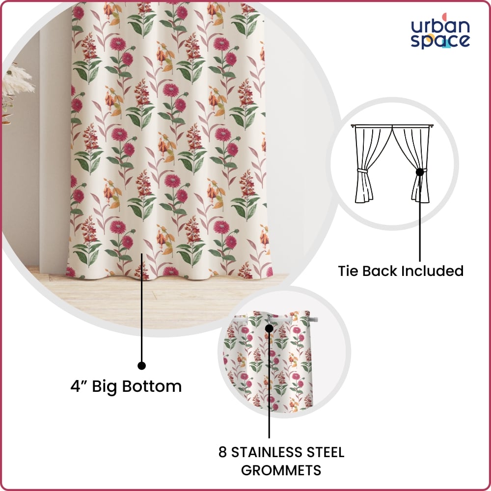 Blackout curtains digital – Urban Space -Home Furnishing Store Blackout Curtains, Digital Printed Curtains, Pack of 2 Curtains - Cone Flower - Pink