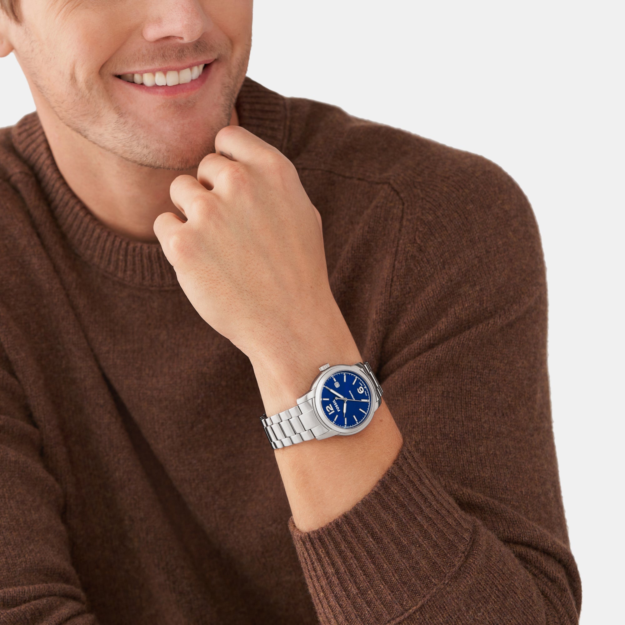 Fossil Heritage Men Automatic Blue Dial Analog Stainless Steel Watch ME3244 - view 6