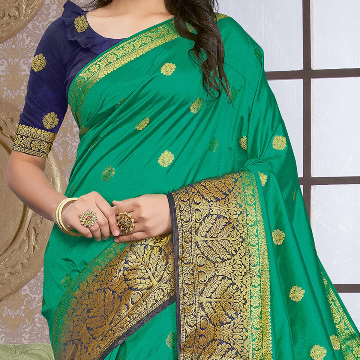 BlackTree green-festive-wear-woven-silk-saree-108120 - view 2
