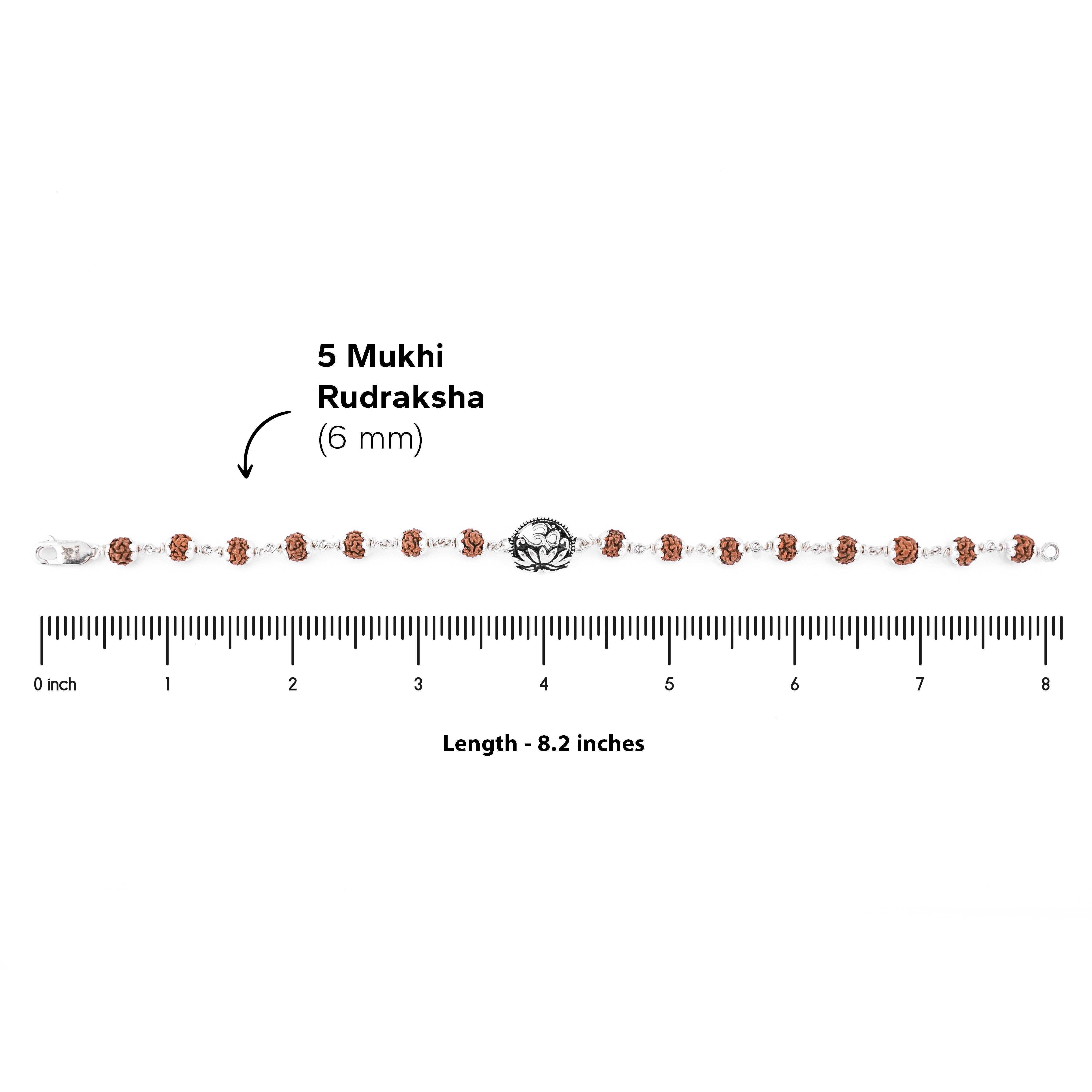 Prinjal Jewellers Silver Rakhi with Om and Lotus Flower and Single Line Rudraksha for Men - view 7