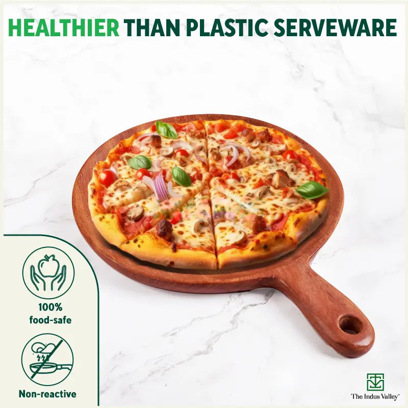 The Indus Valley Wooden Pizza Plate - 10 inch (Neem Wood | Jointless) - view 2