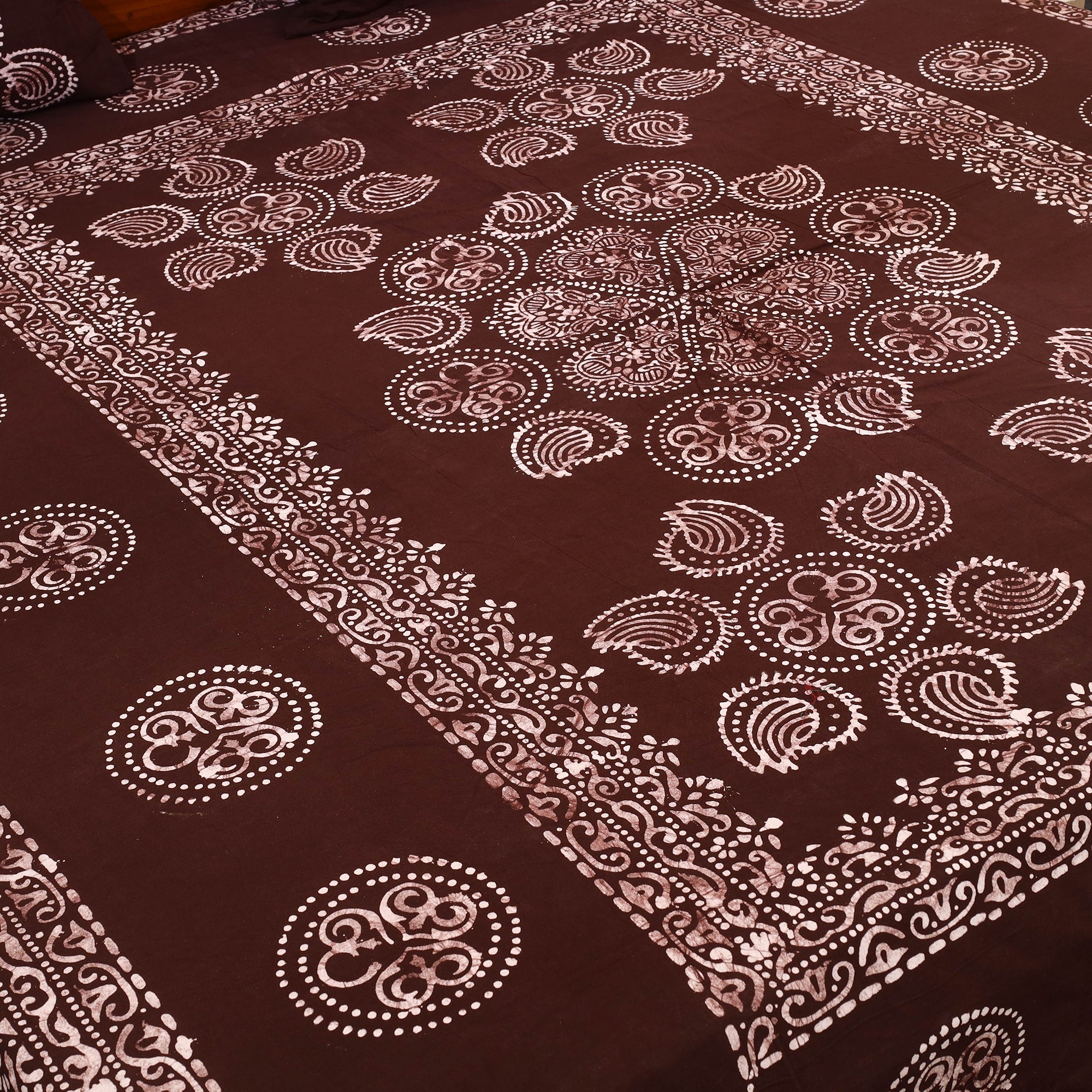 BATIK BY MD. SHARIFF Brown - Cotton Double Hand Batik Print Bed Sheet Set 23 - view 2