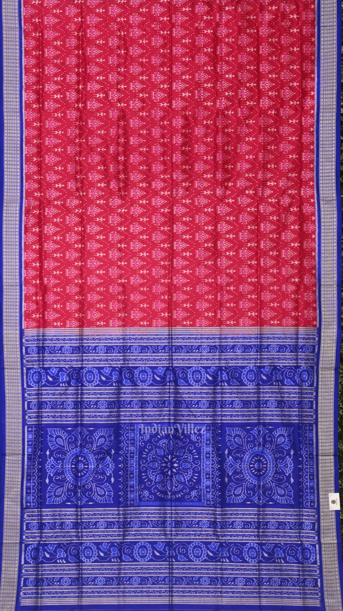 IndianVillèz Pink Royal Blue Tribal Theme Sambalpuri Silk Saree - view 2