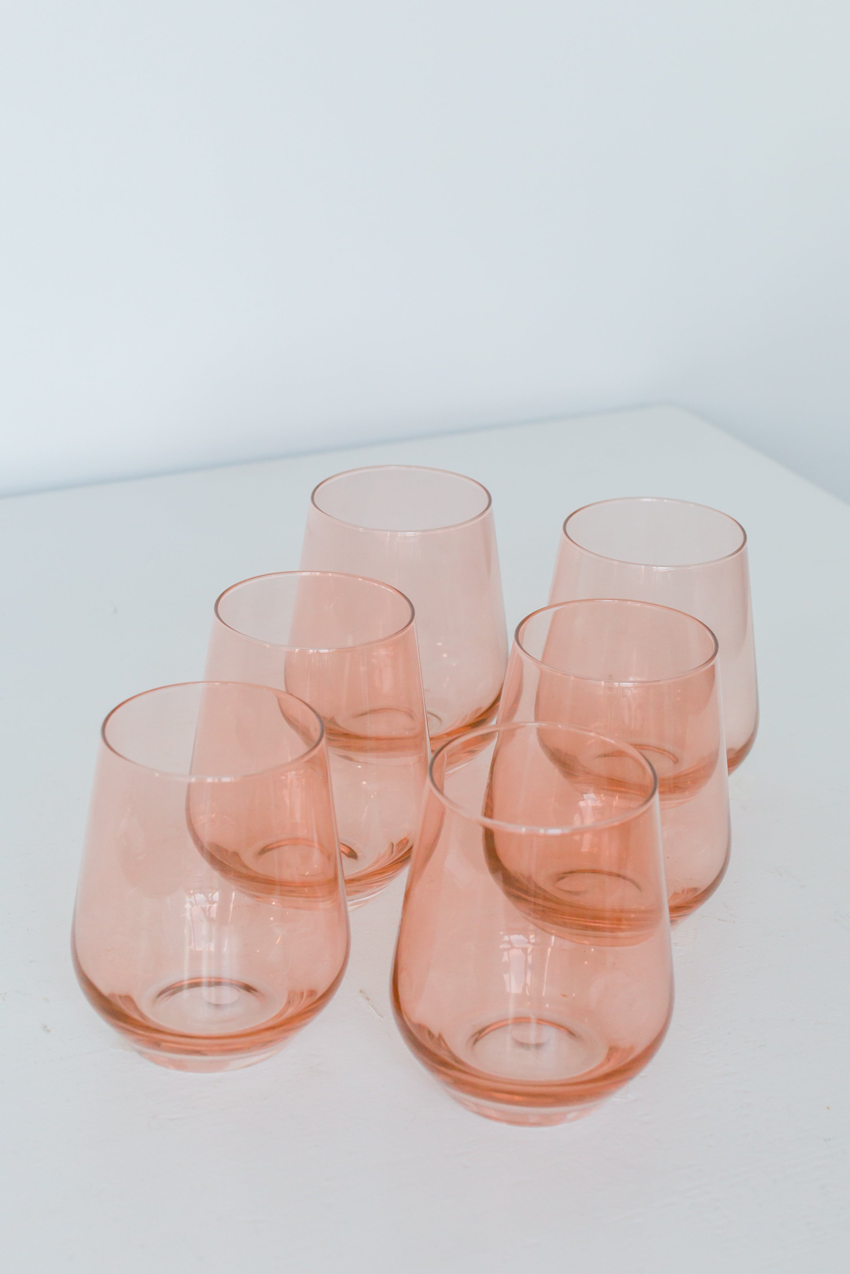Estelle Colored Glass Estelle Colored Wine Stemless - Set of 6 {Blush Pink}