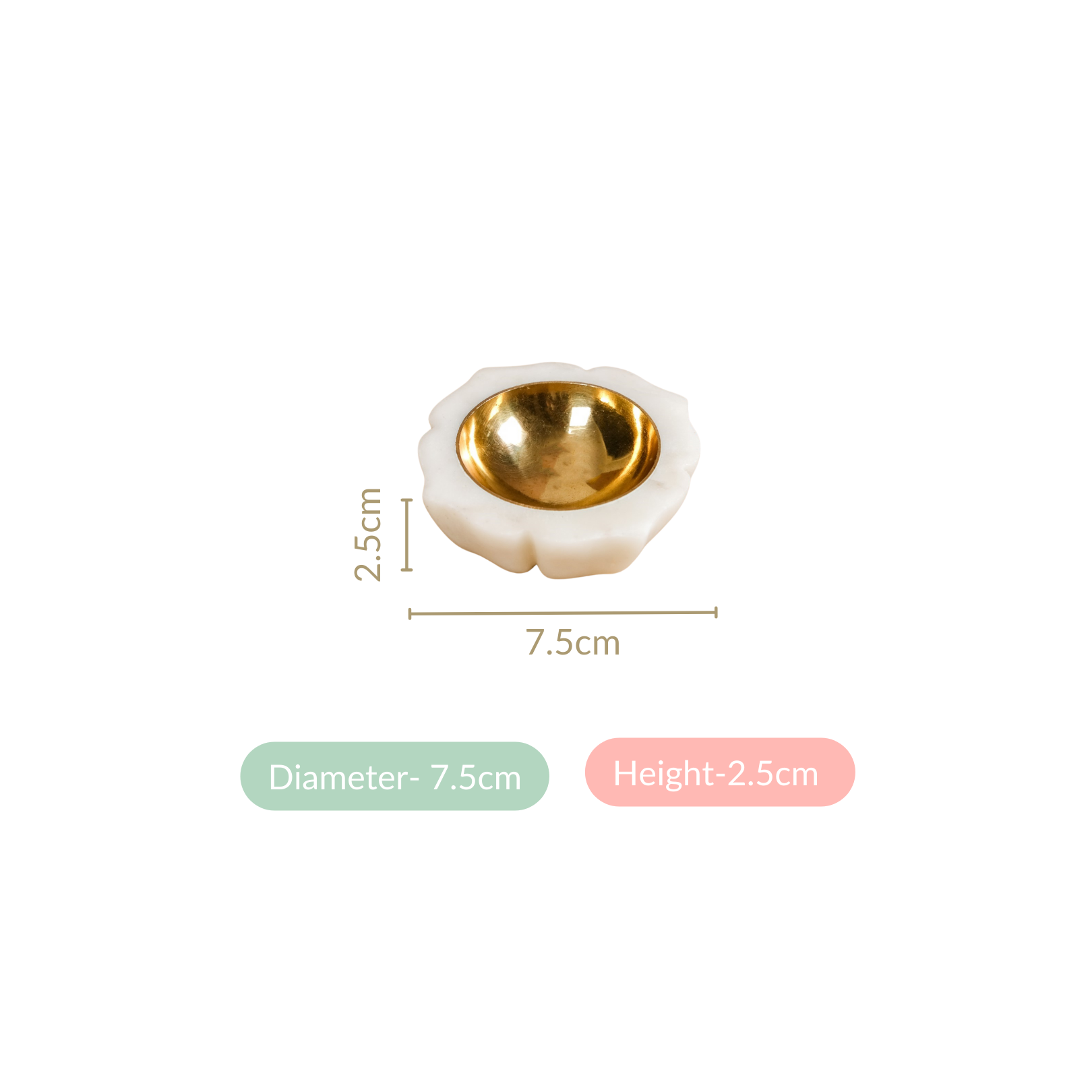 Nestasia Mehrab Artistry Marble And Brass Diya Set Of 2 - view 5