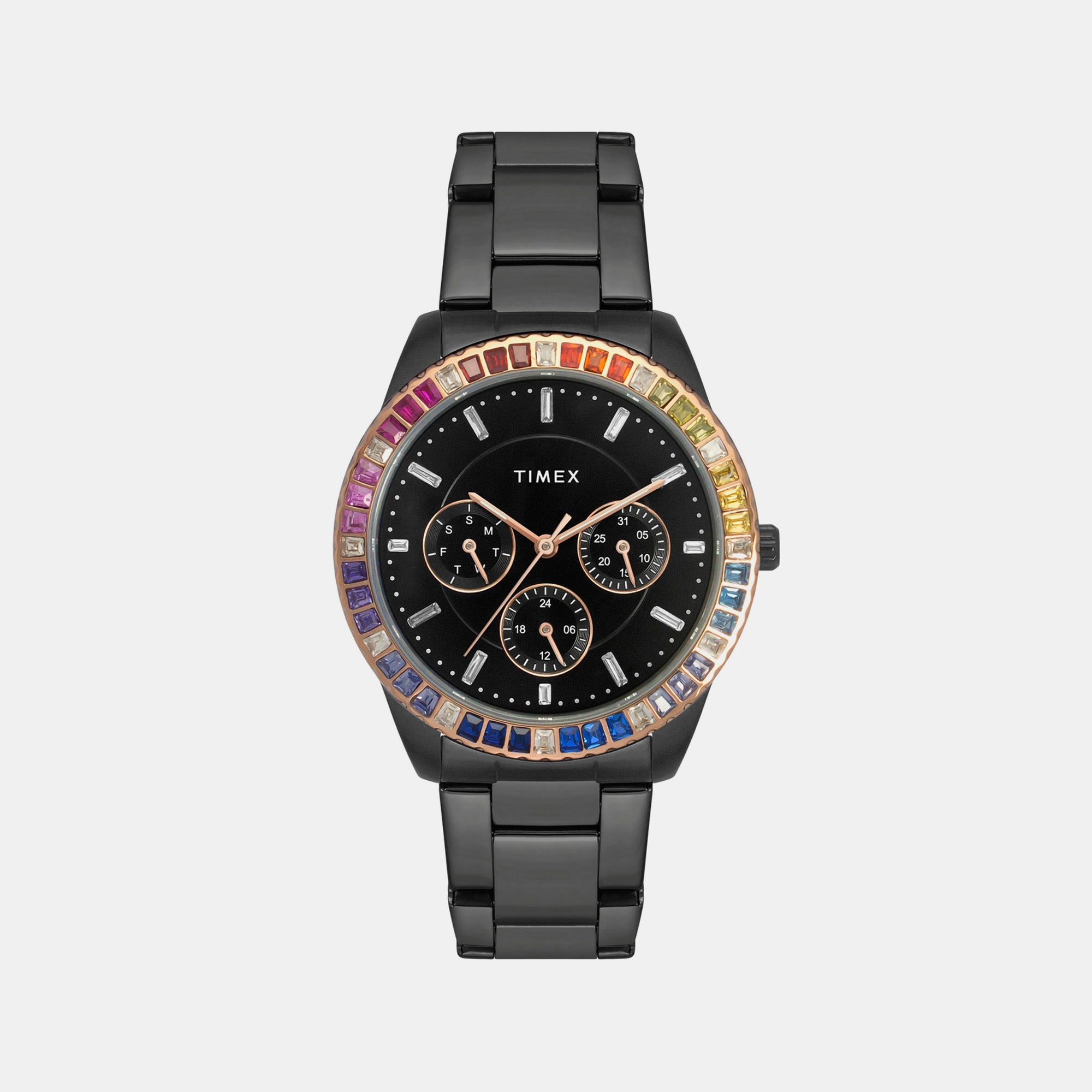 Timex E Class Women Quartz Black Dial Chronograph Stainless Steel Watch TWEL16804