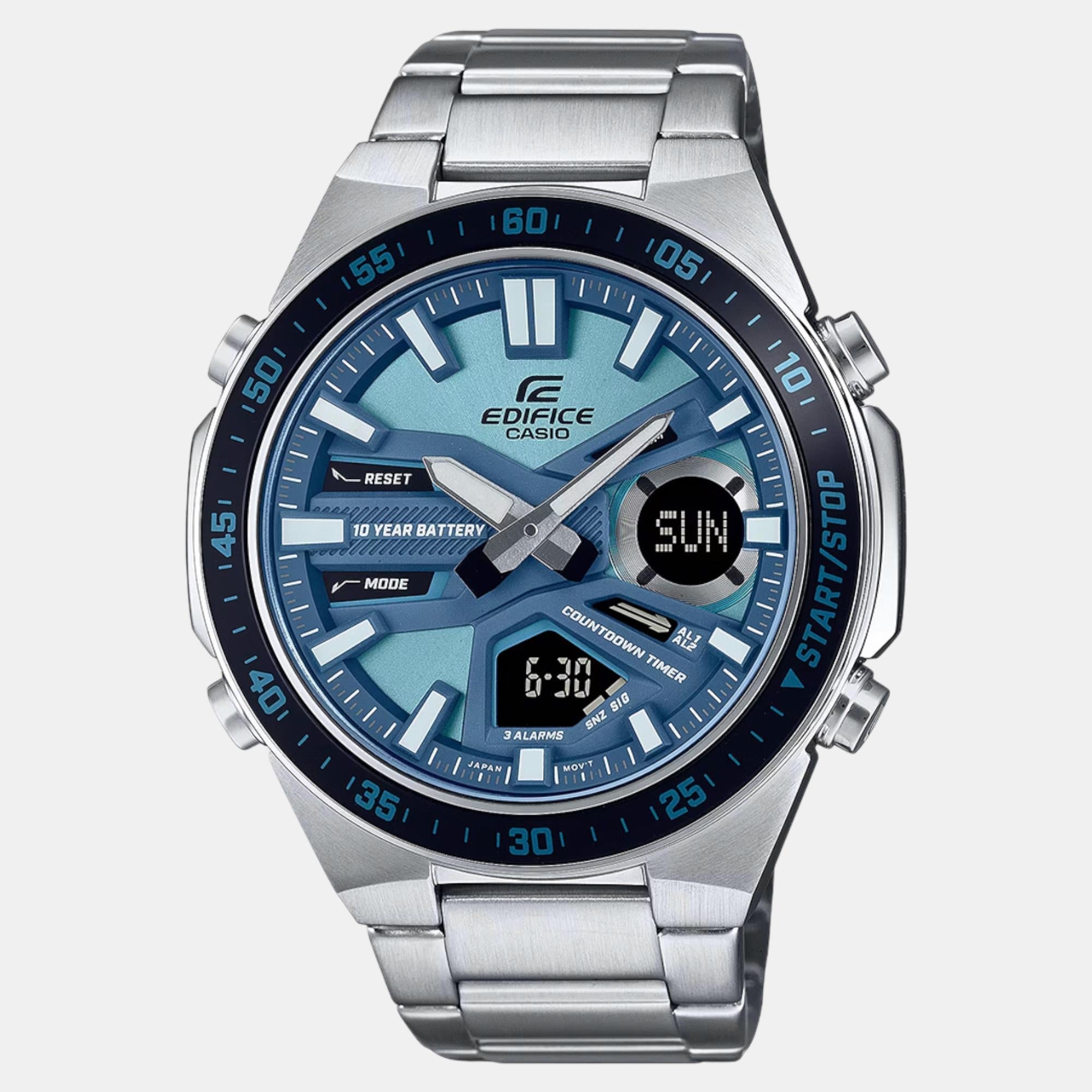 Casio Edifice Men Quartz Blue Dial Analog-Digital Stainless Steel Watch ED599