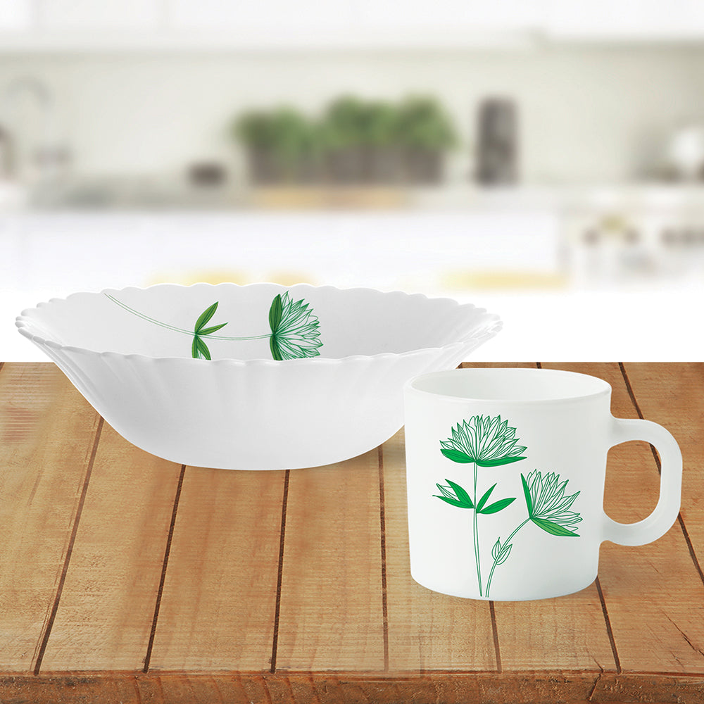 My Borosil Larah by Borosil Green Lily Snack Set w Mugs