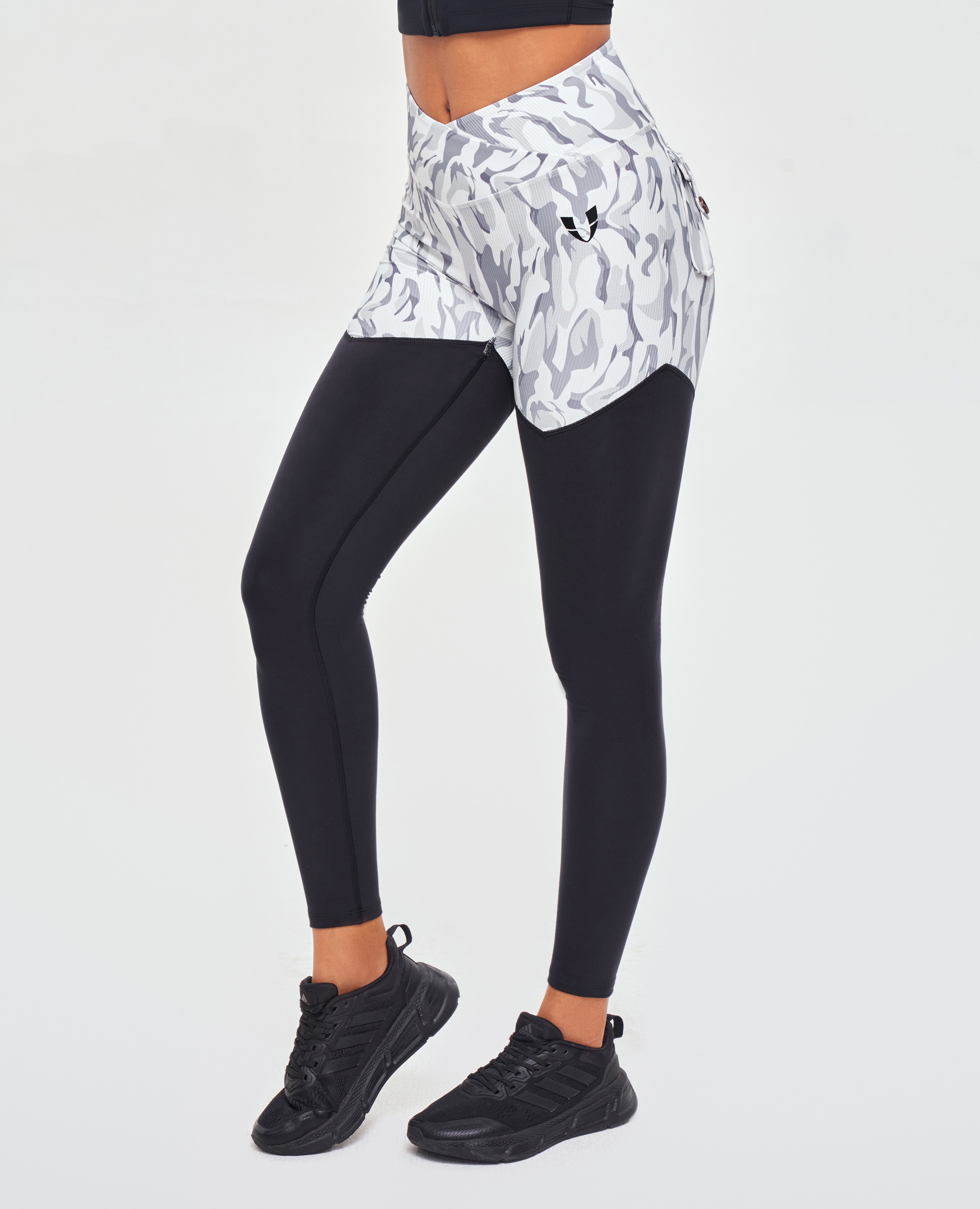 FIRM ABS Cargo Power Leggings - White Camo and Black