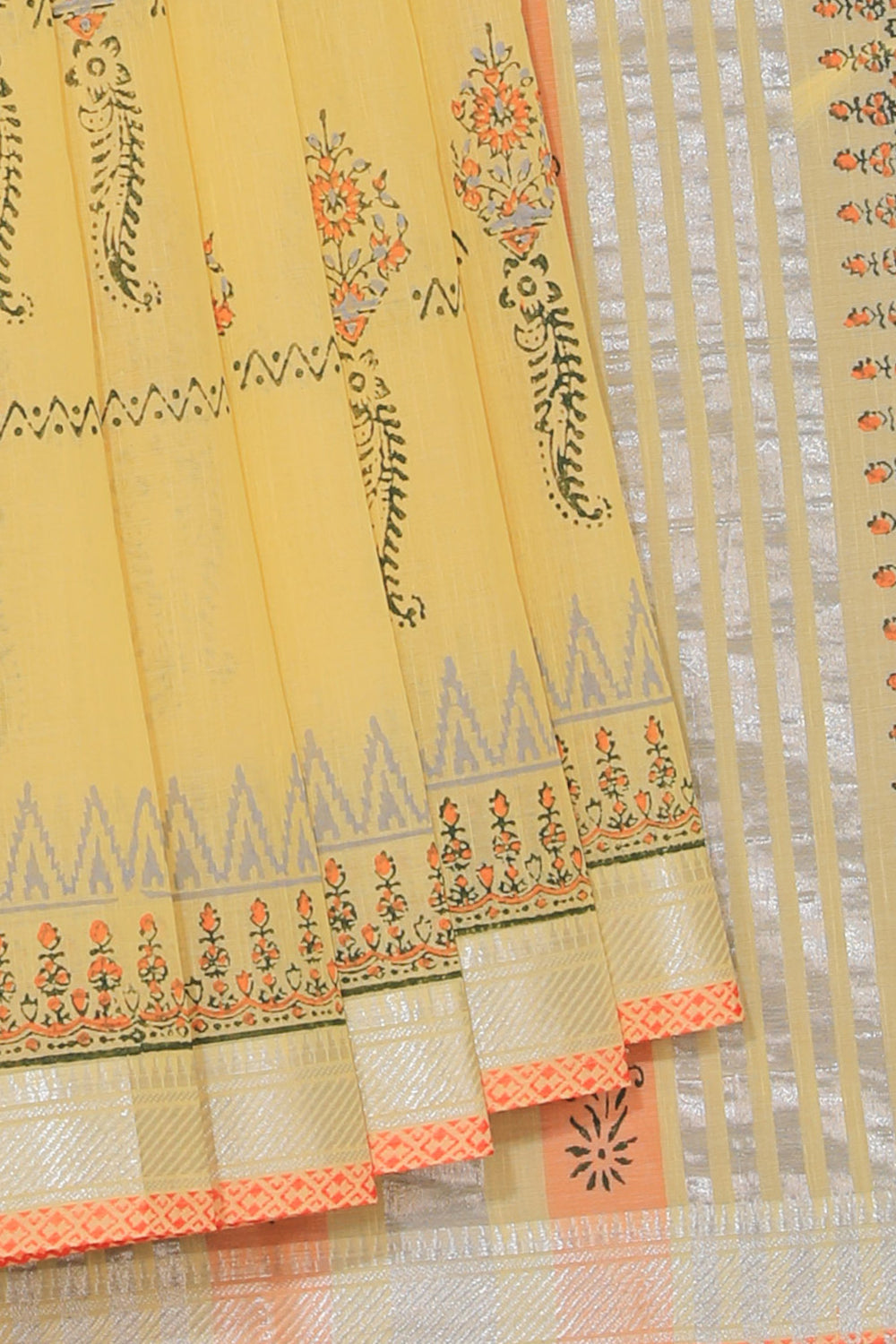 Kalanjali Ethnics Hand block printed cotton saree