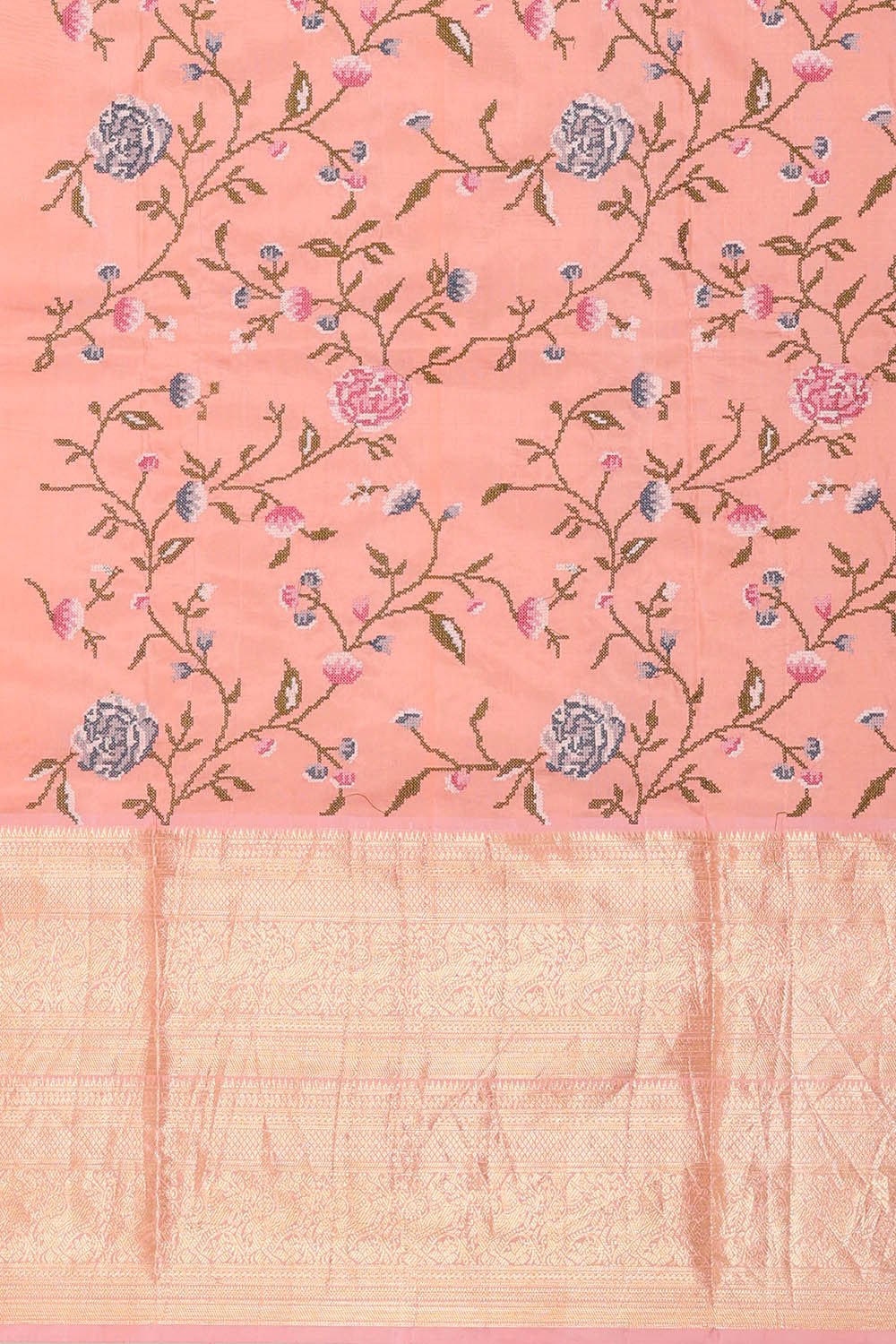 Kalanjali Kanchi Kora Peach Brocade Saree – Women's - view 4