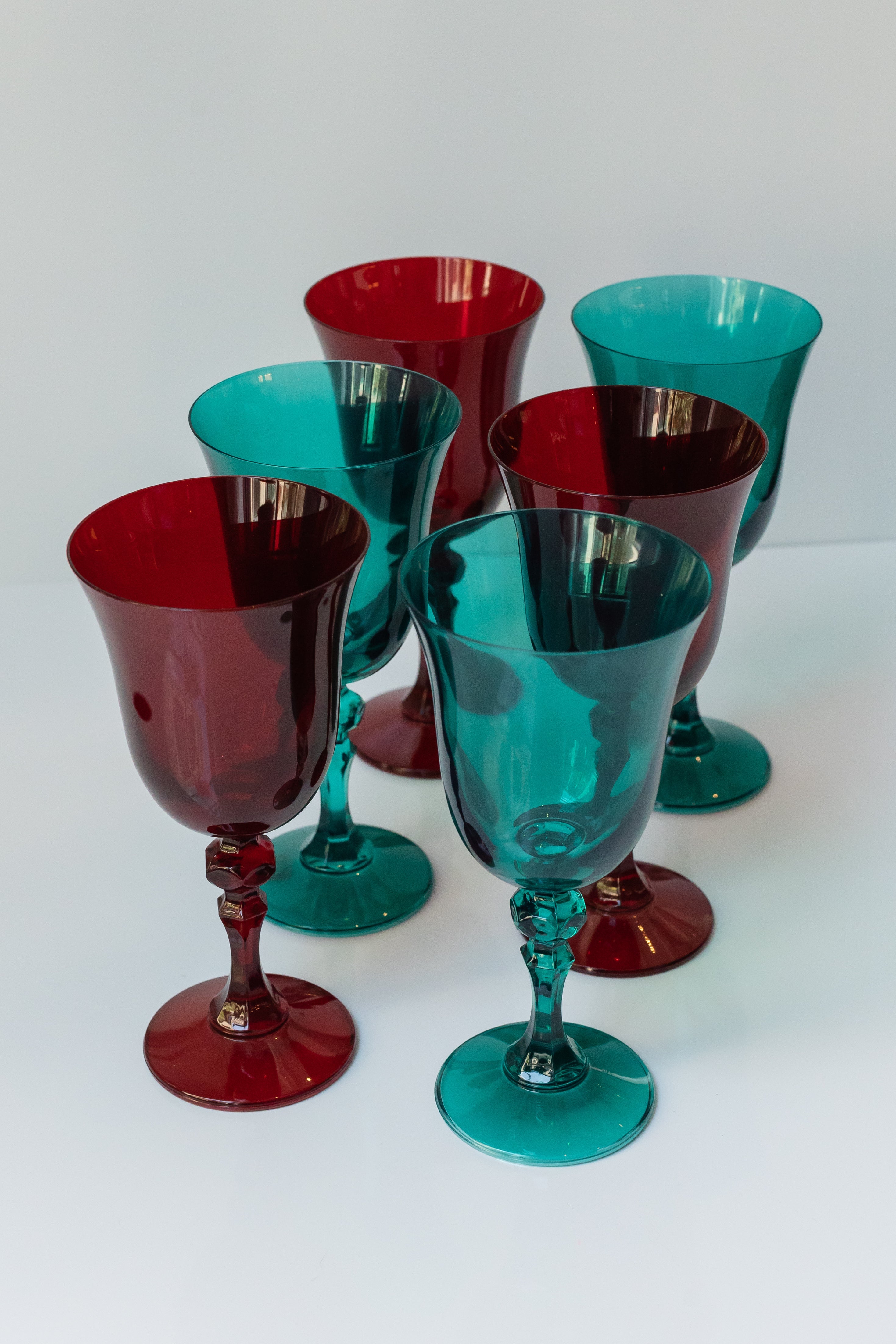 Estelle Colored Glass Estelle Colored Regal Goblet - Set of 6 {Holiday Mixed Set}