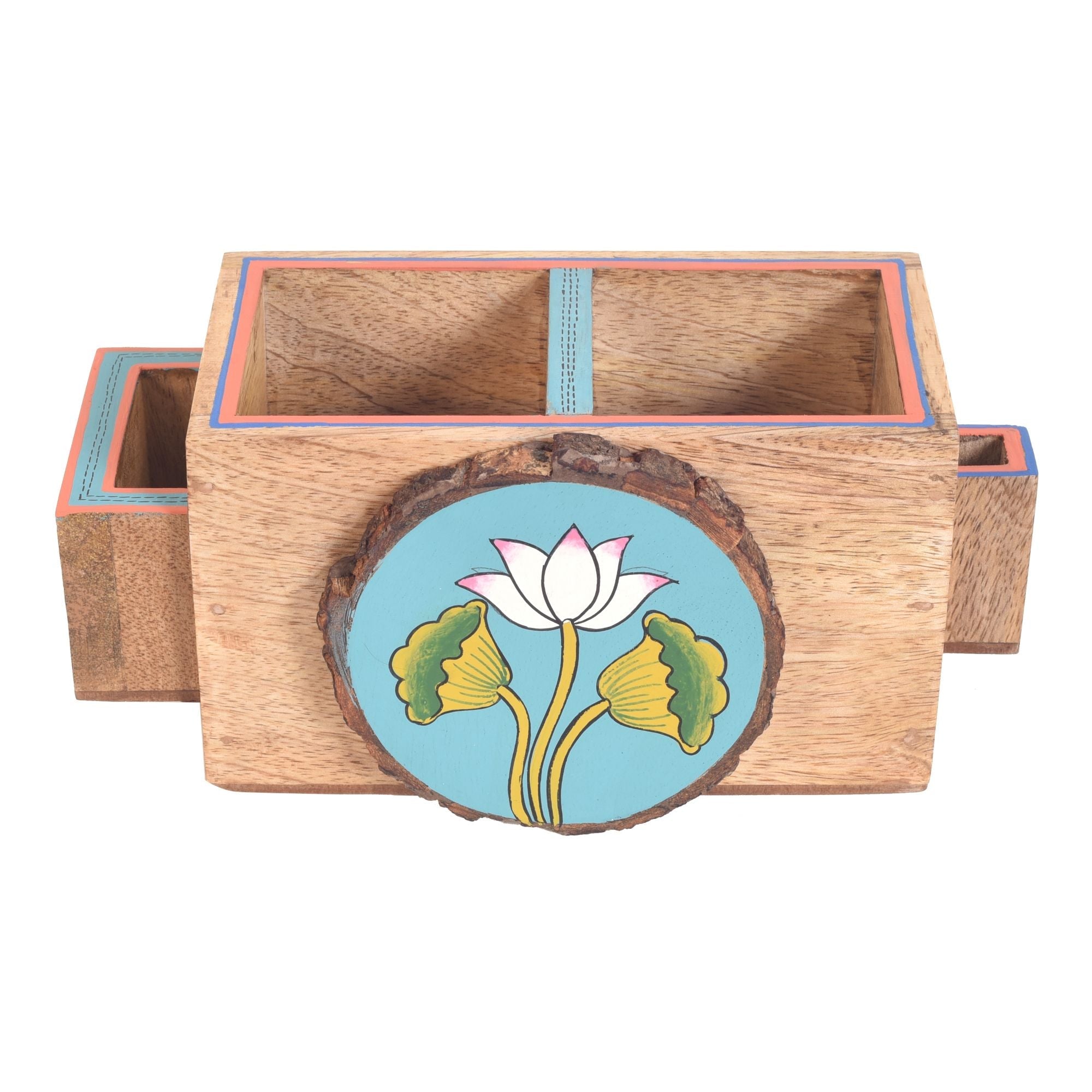 ART CREATIONS BY SUMAN SONTHALIA Beige - Pichhwai Iteeha Cutlery Holder Box - view 2
