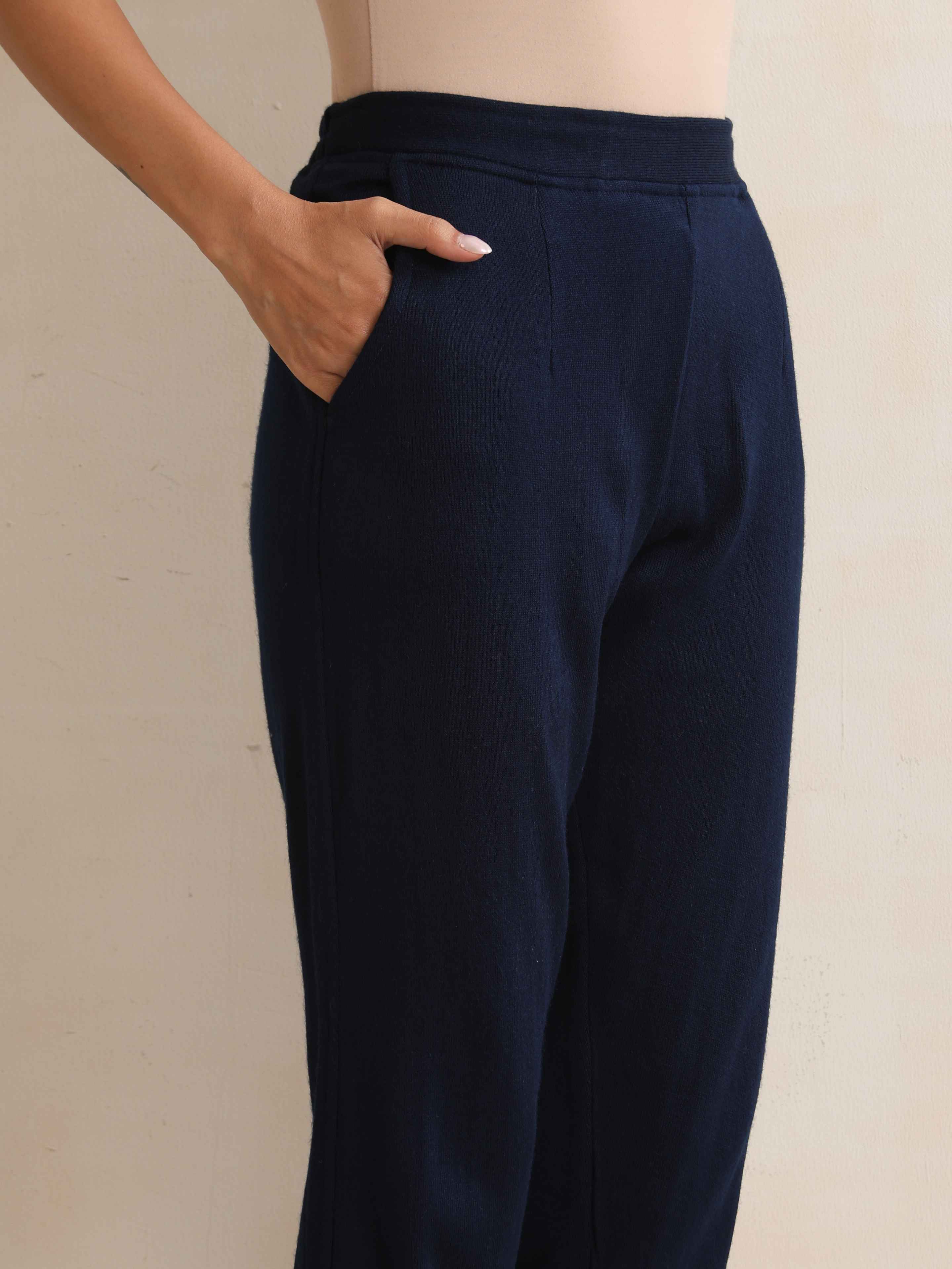 trueBrowns Navy Woollen Pants - view 4