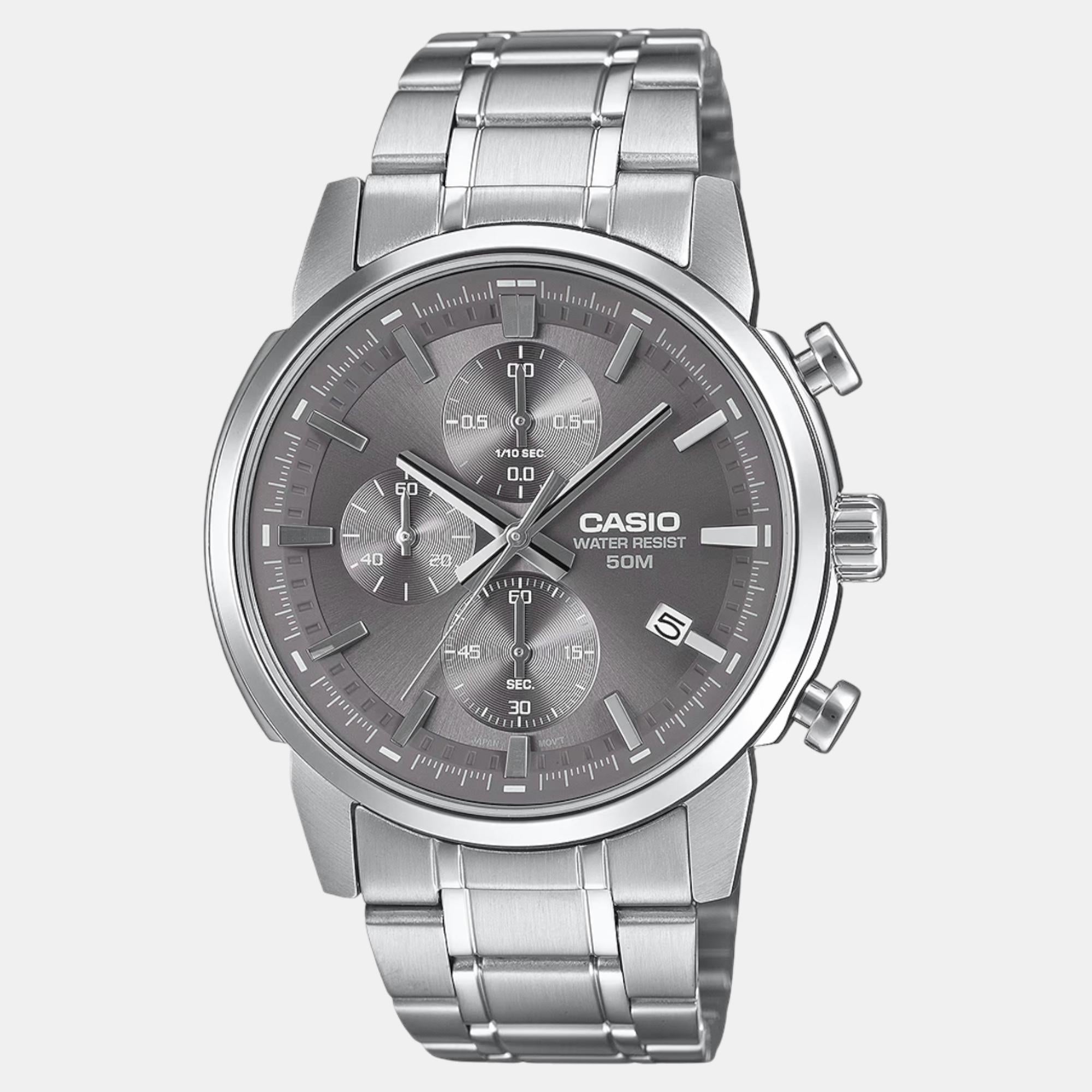 Casio Enticer Men Quartz Brown Dial Chronograph Stainless Steel Watch A2306