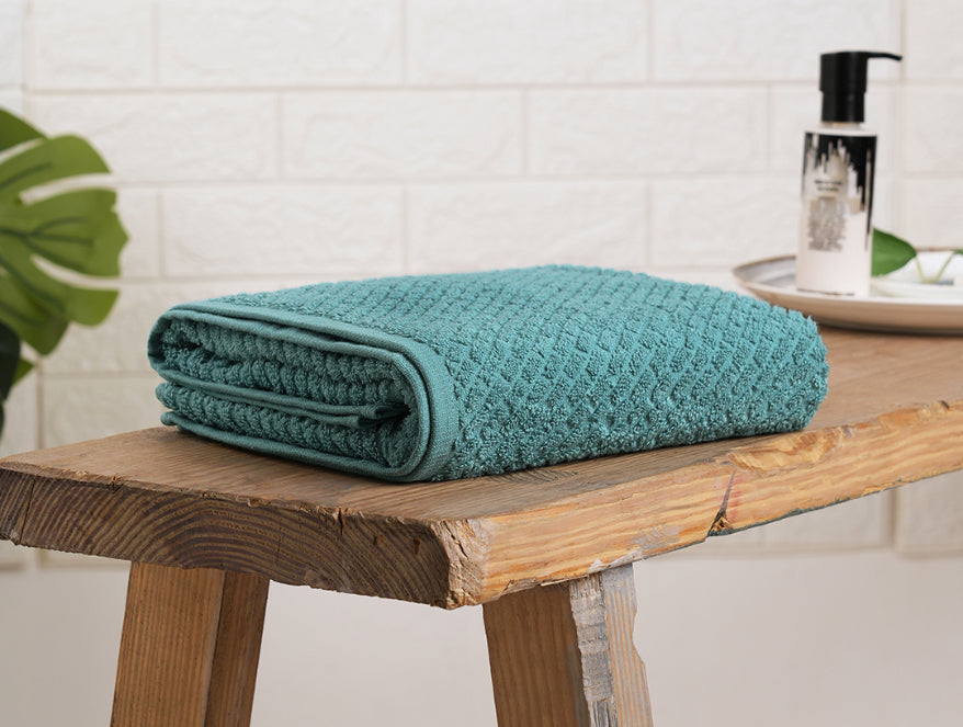 Spaces India Dusty Turquoise - Aqua 100% Cotton Bath Towel - Genesis By Spaces - view 2