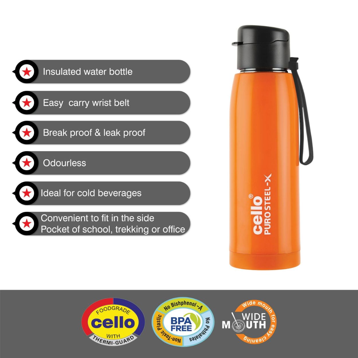 Cello Puro Steel-X Cooper 600 Water Bottle, 630ml - view 16