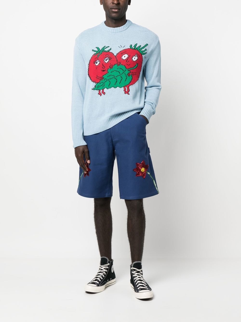 Sky High Farm Workwear Embroidered denim shorts - view 4
