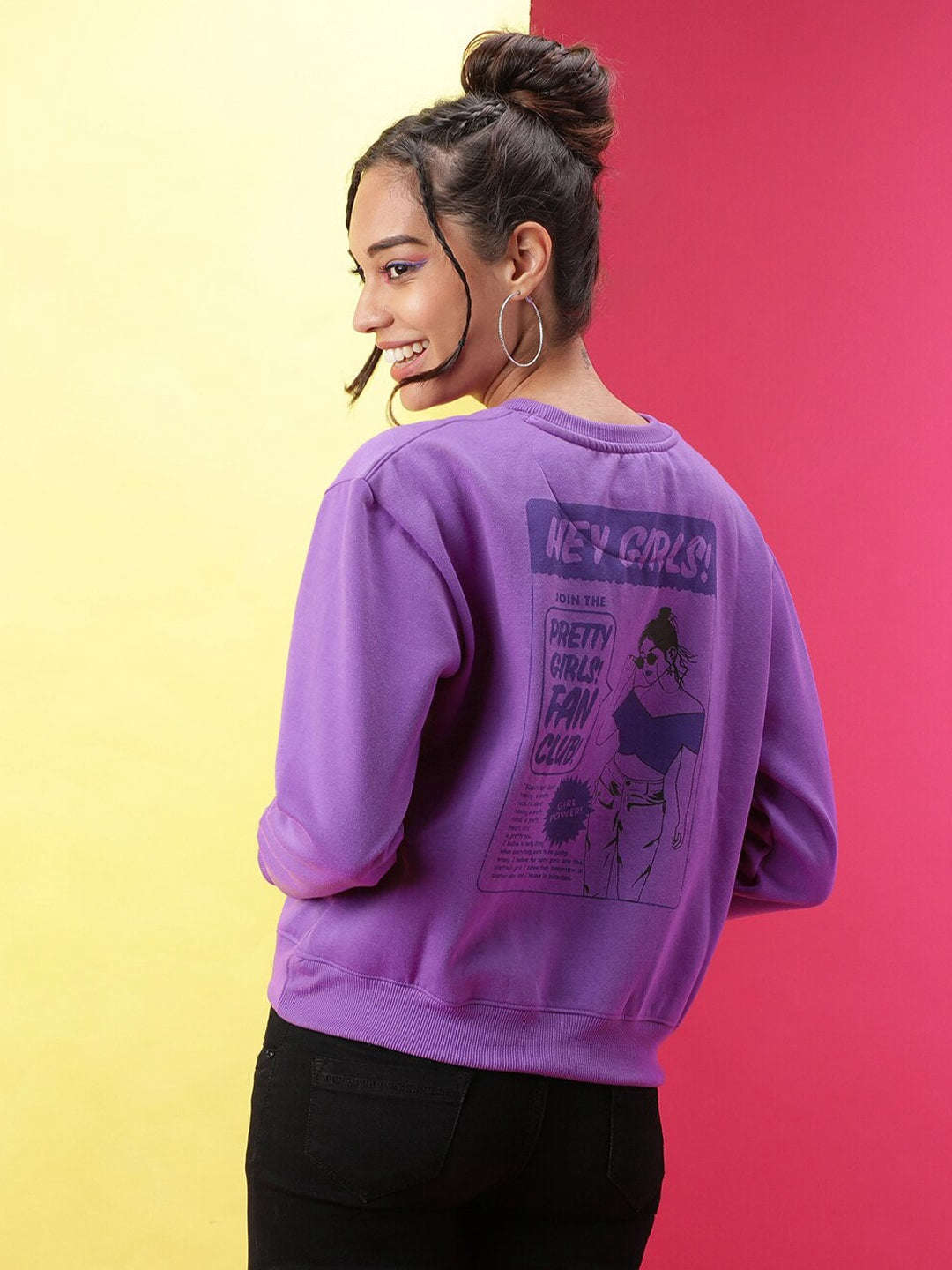Freehand By The Indian Garage Co Women's Back Printed Regular Fit Sweatshirt
