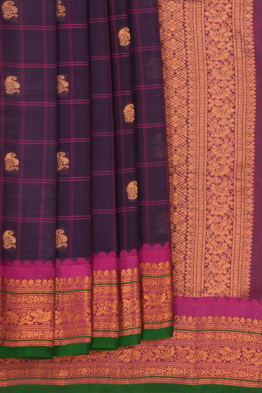 Kalanjali Gadwal Kattam Purple Saree – Women's