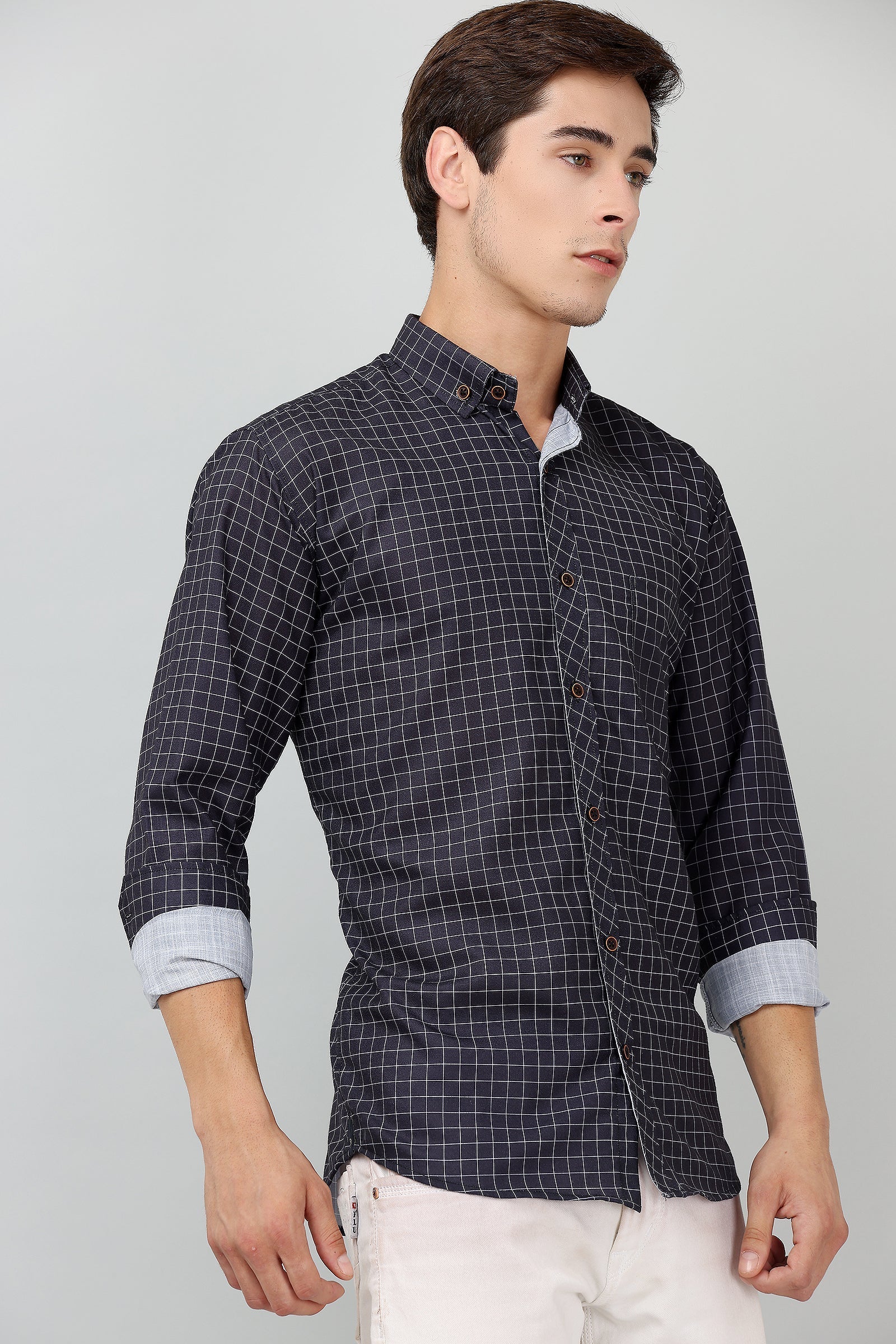 BlackTree Darnandstitch® Printed Black Checkered Shirt - view 11