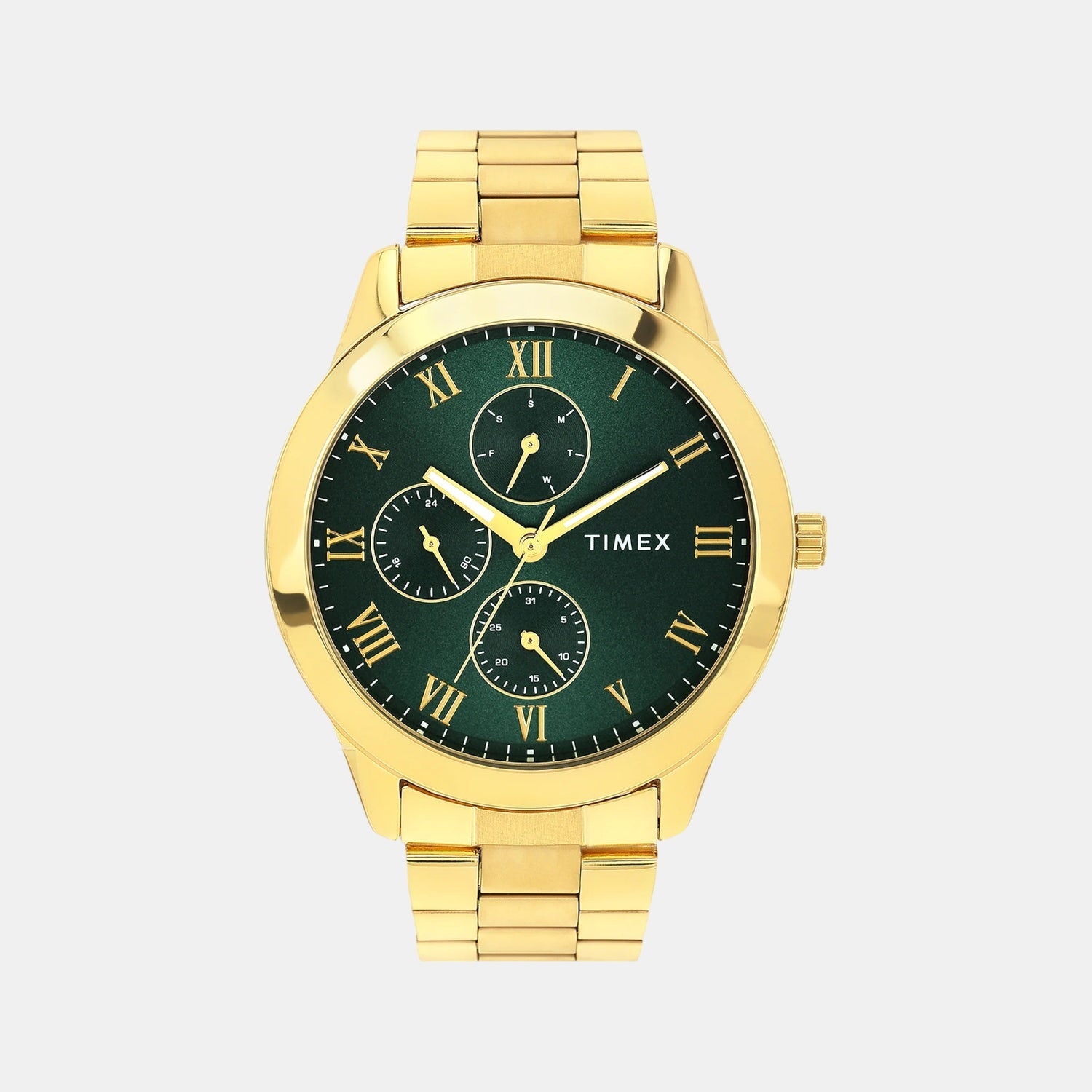 Timex Fashion Men Quartz Green Dial Multi-Function Stainless Steel Watch TWEG18527