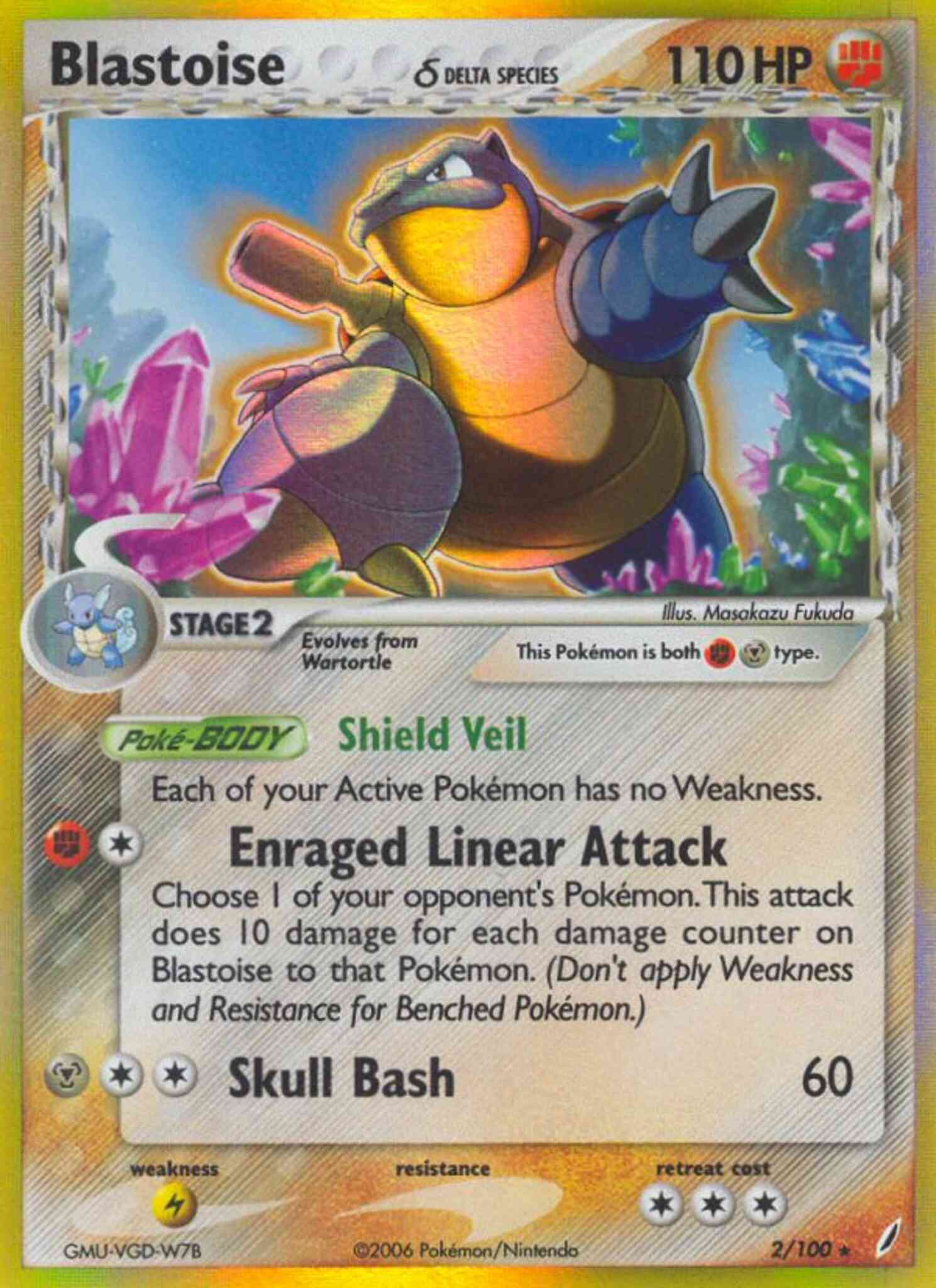 Rare holo ex14-2 – Pokémon Blastoise δ - 2/100 - Rare Holo [ex14-2] [Reverse Holo]