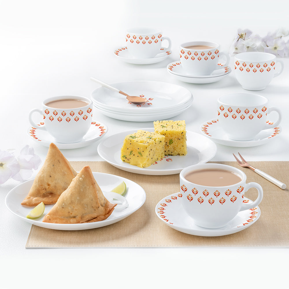 My Borosil Larah by Borosil Gardenia Snack Set w Cups n Saucer
