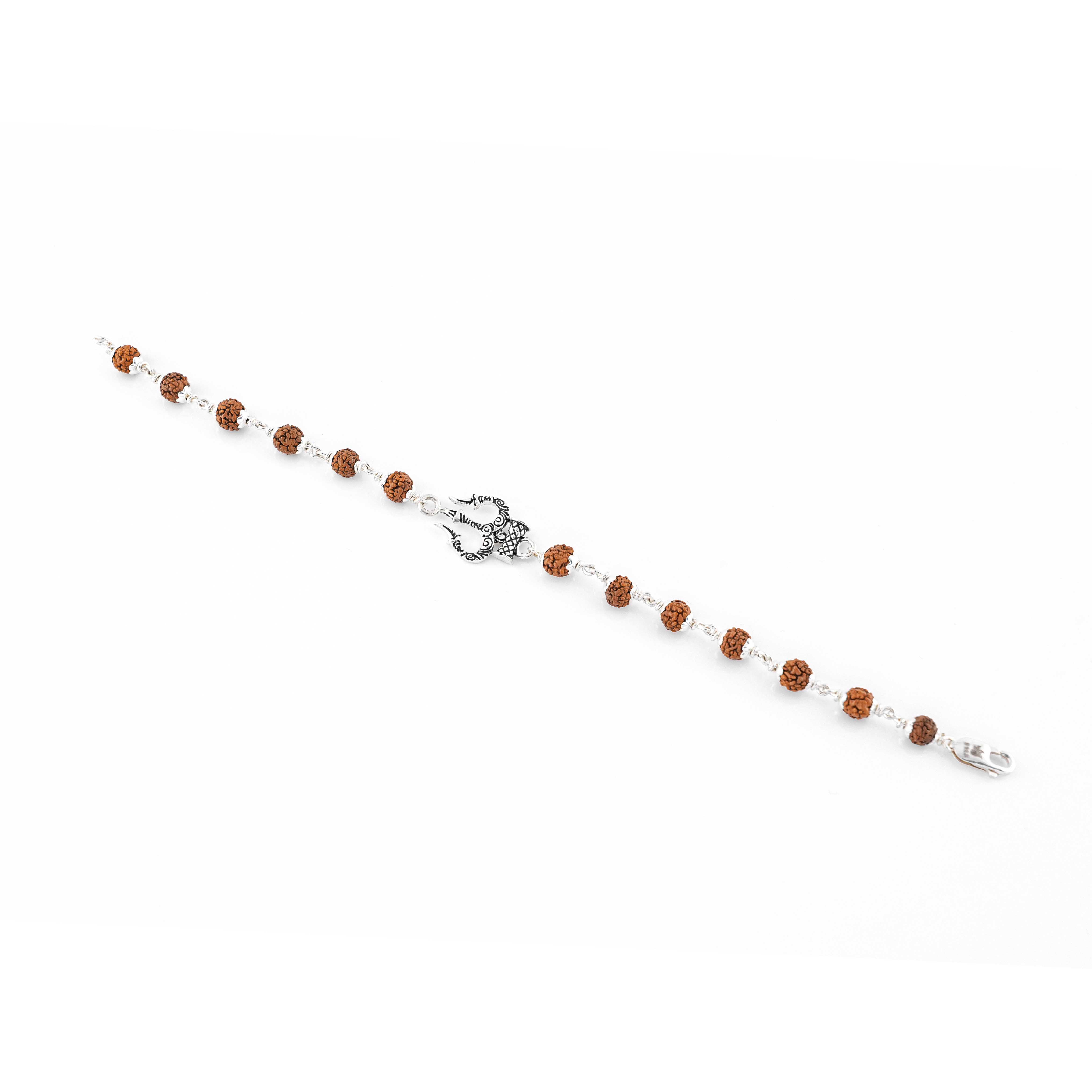 Prinjal Jewellers Rudraksha Silver Trishul Bracelet - view 4