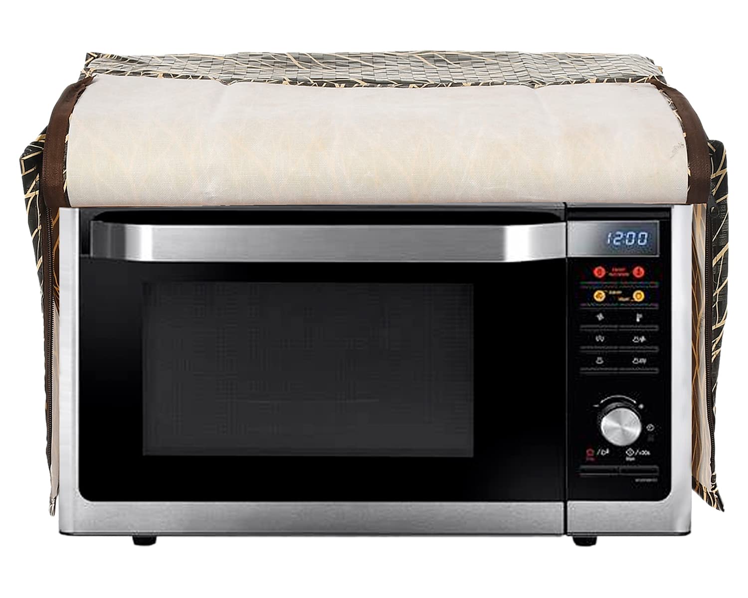 Kuber Industries PVC Leaf Printed Microwave Oven Cover, Dustproof Machine Protector Cover,30 Ltr. (Brown) - view 4
