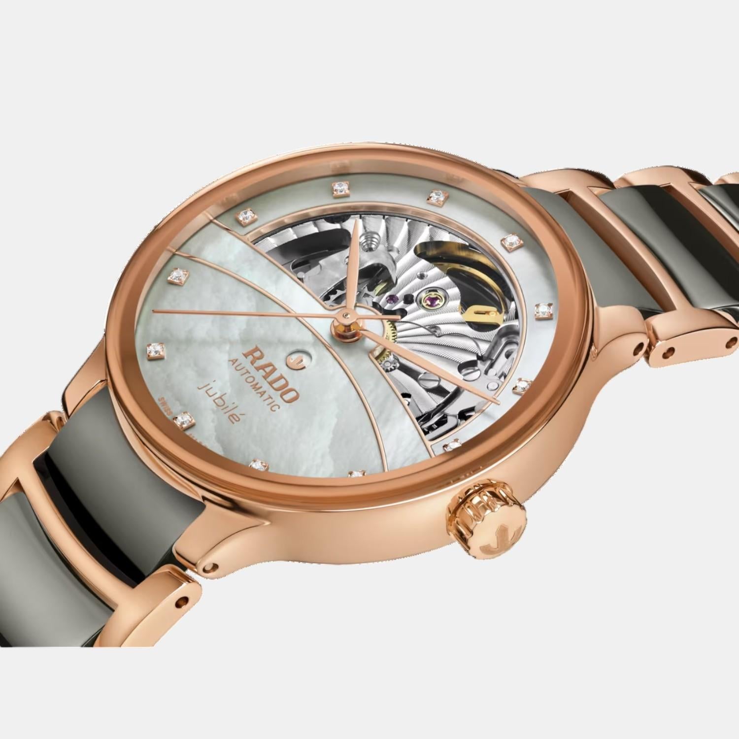 Rado Centrix Women Automatic Silver & Rose Gold Dial Analog Ceramic Watch R30029912 - view 2