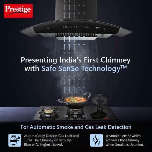Prestige Oscar 900 Auto-Clean Kitchen Hood Chimney with safe sense | 1000 m3/hr | Black - view 3