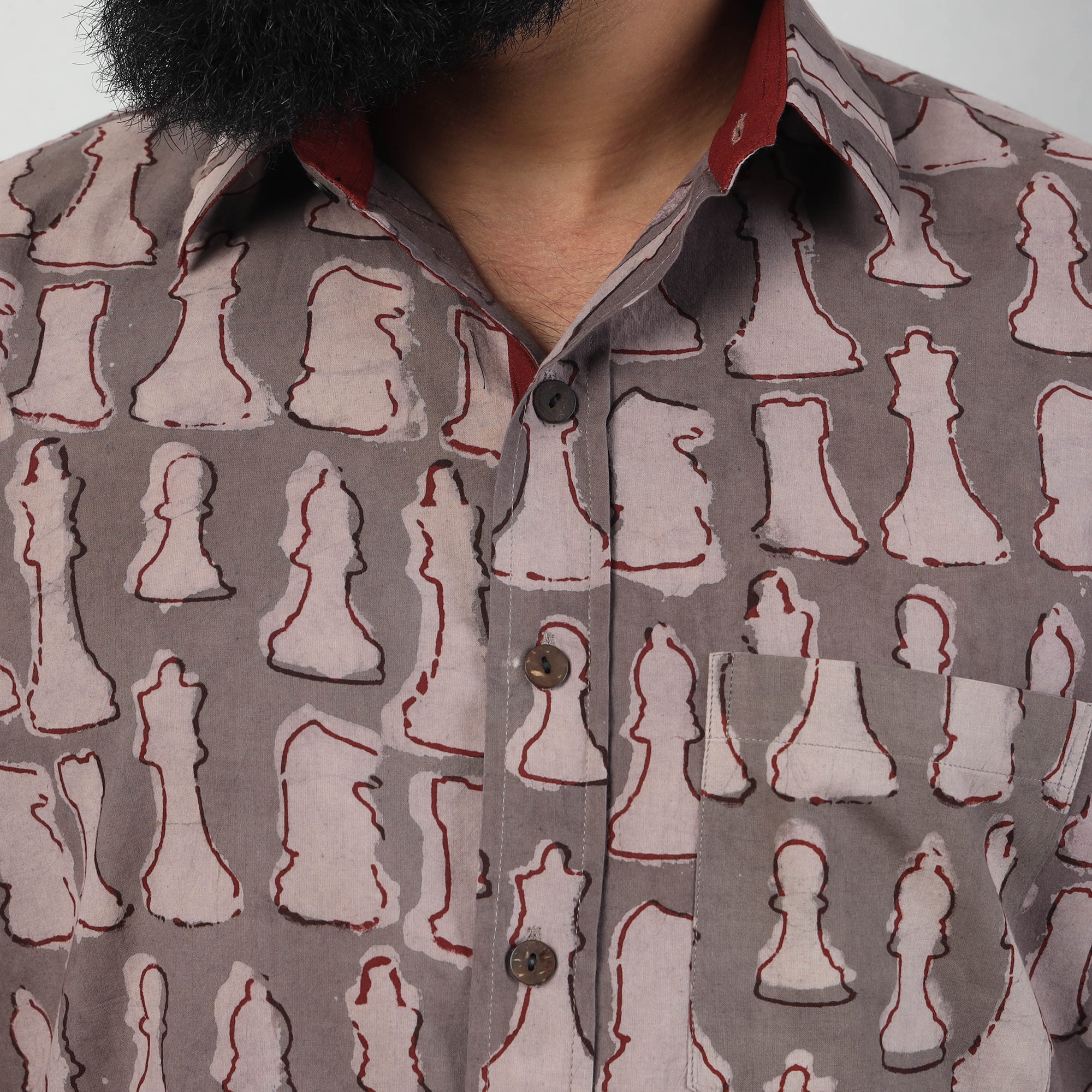 BINDAAS UNLIMITED Brown - Bindaas Block Art Printed Cotton Men Full Sleeve Shirt - view 3