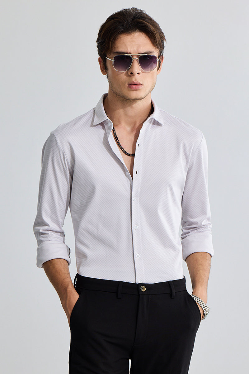 SNITCH EasyFlex Self Design Grey Shirt