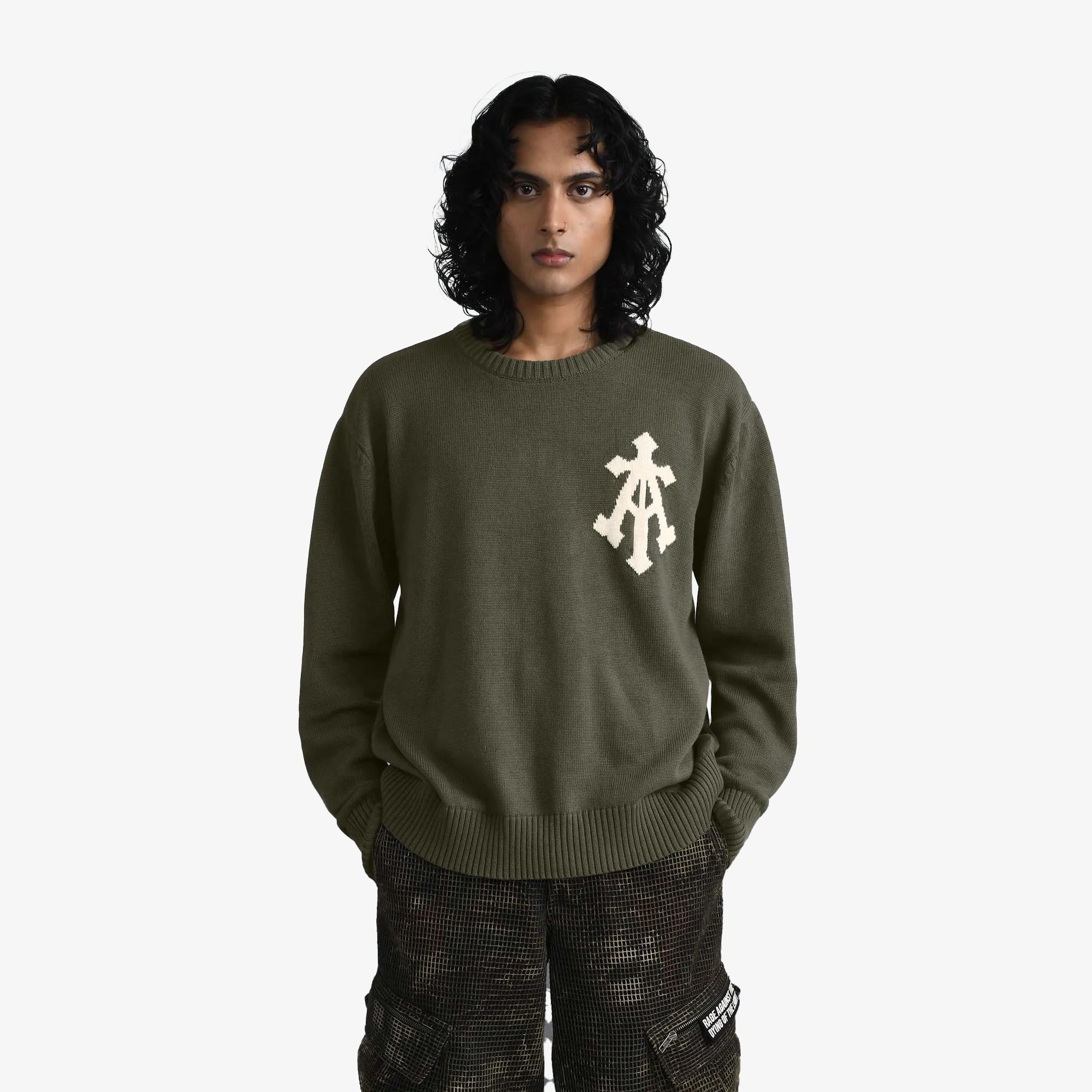 Almost Gods | Alpha Cross Knit Sweater { Olive