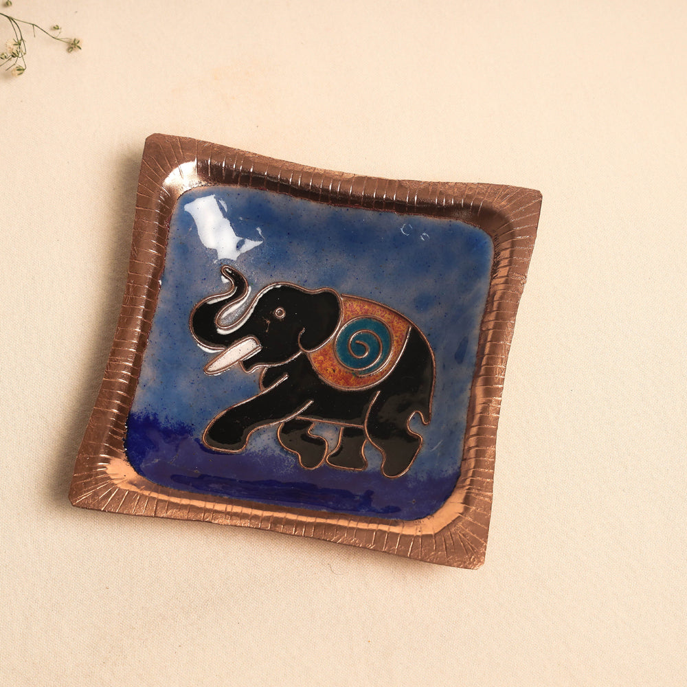 ITOKRI CRAFTS INITIATIVE Blue - Copper Hand-Hammered Enamel Work Tray - view 2