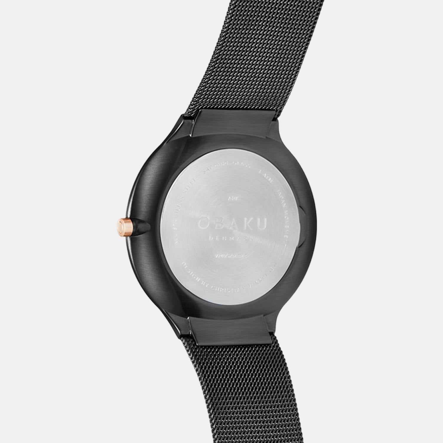 Obaku Ark Men Quartz Black Dial Analog Stainless Steel Watch V240GXMBMB - view 4