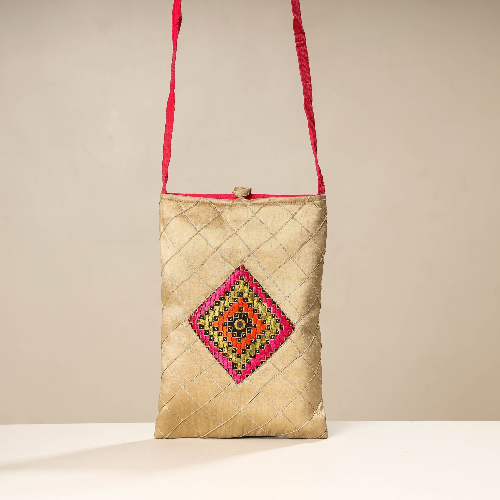 WAMA BY SMITA JAIN Beige - Kutch Katri Embroidery Silk Sling Bag - view 2
