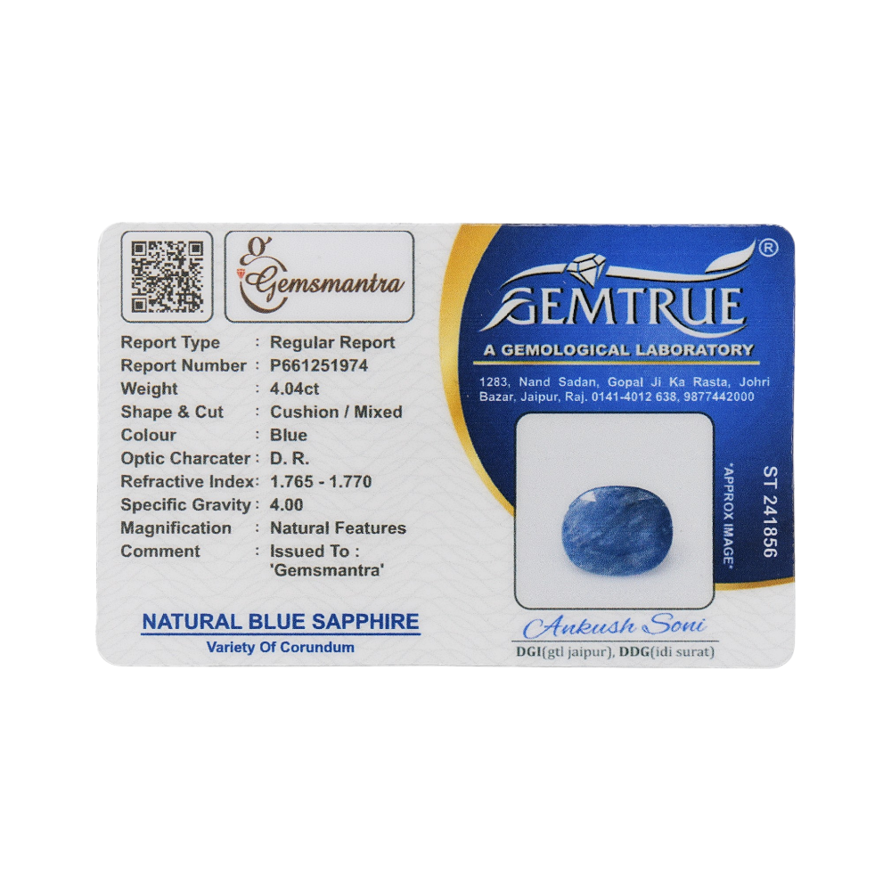 Gemsmantra Blue Sapphire - 4.04 Carats (4.444 Ratti) - view 3