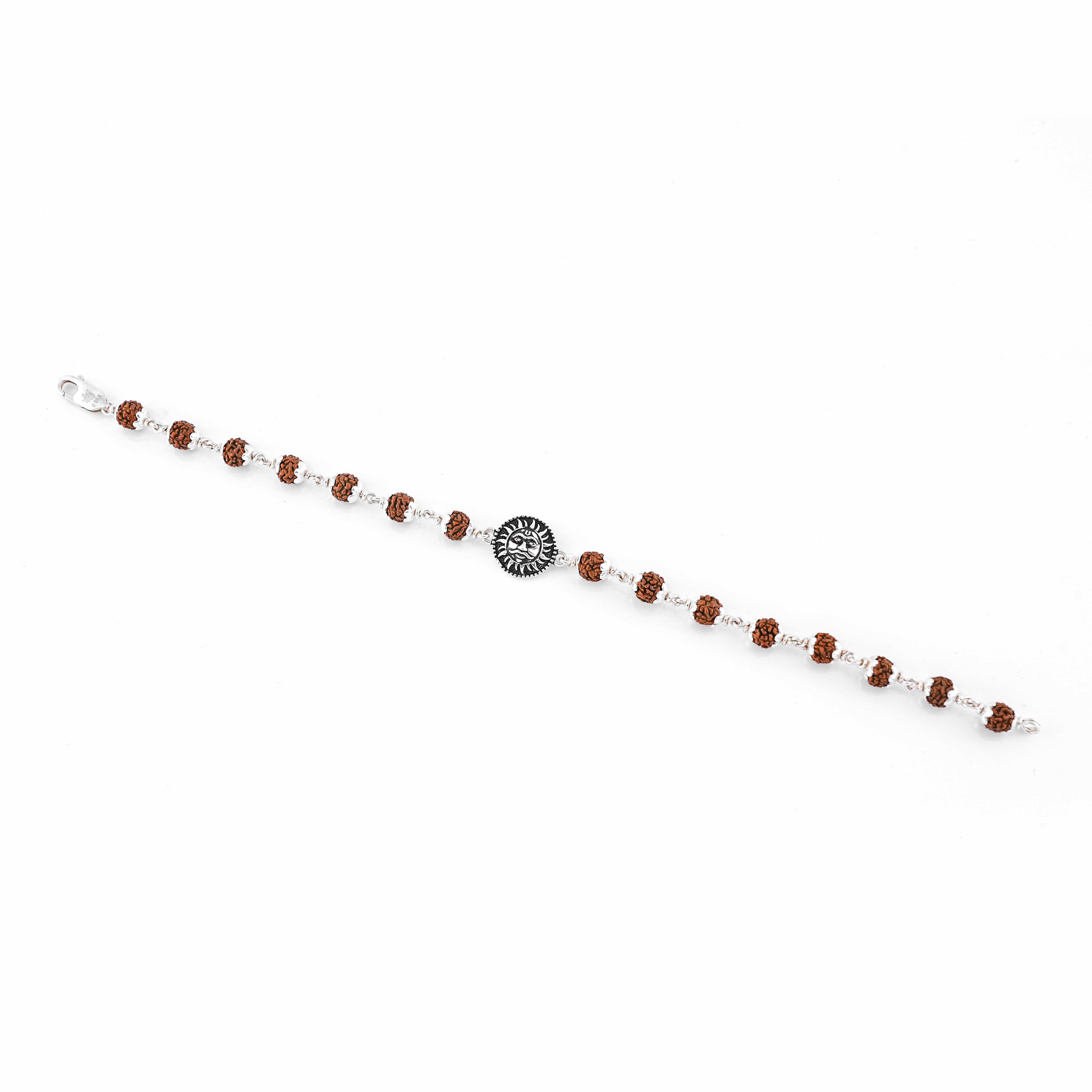Prinjal Jewellers Rudraksha Silver Suryadev Bracelet - view 4