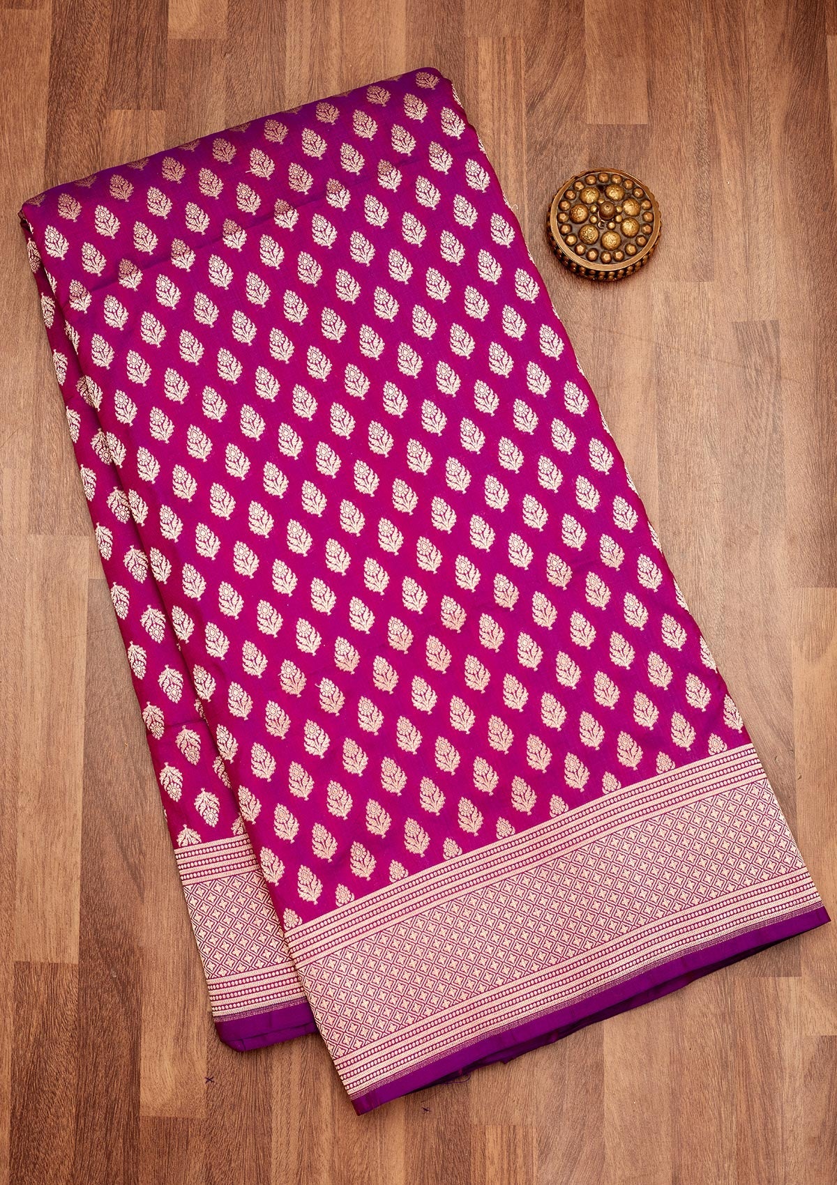 Koskii Magenta Pink Zariwork Pure Silk Saree – Women's
